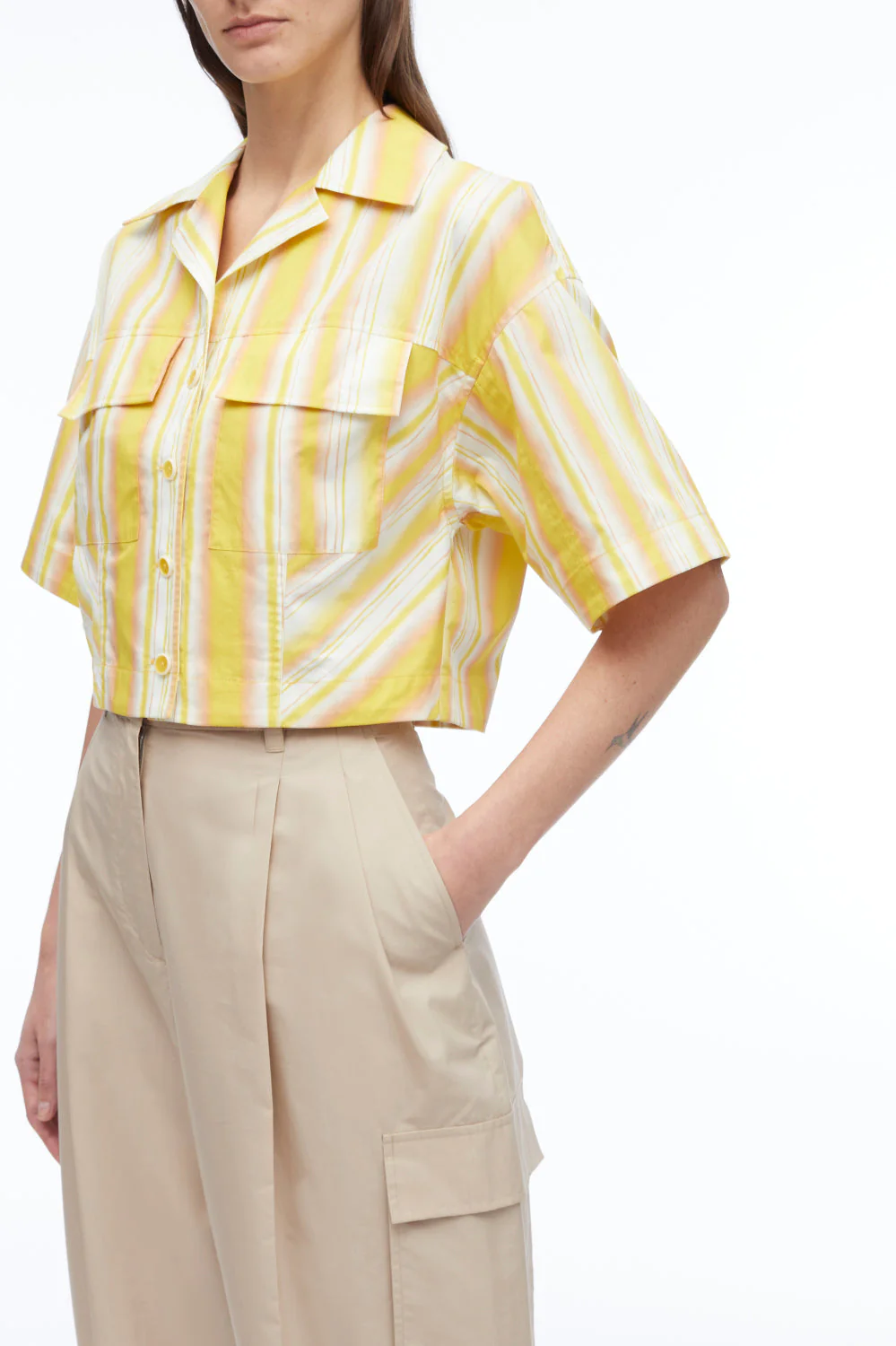Painted Stripe Cropped Shirt - Image 3