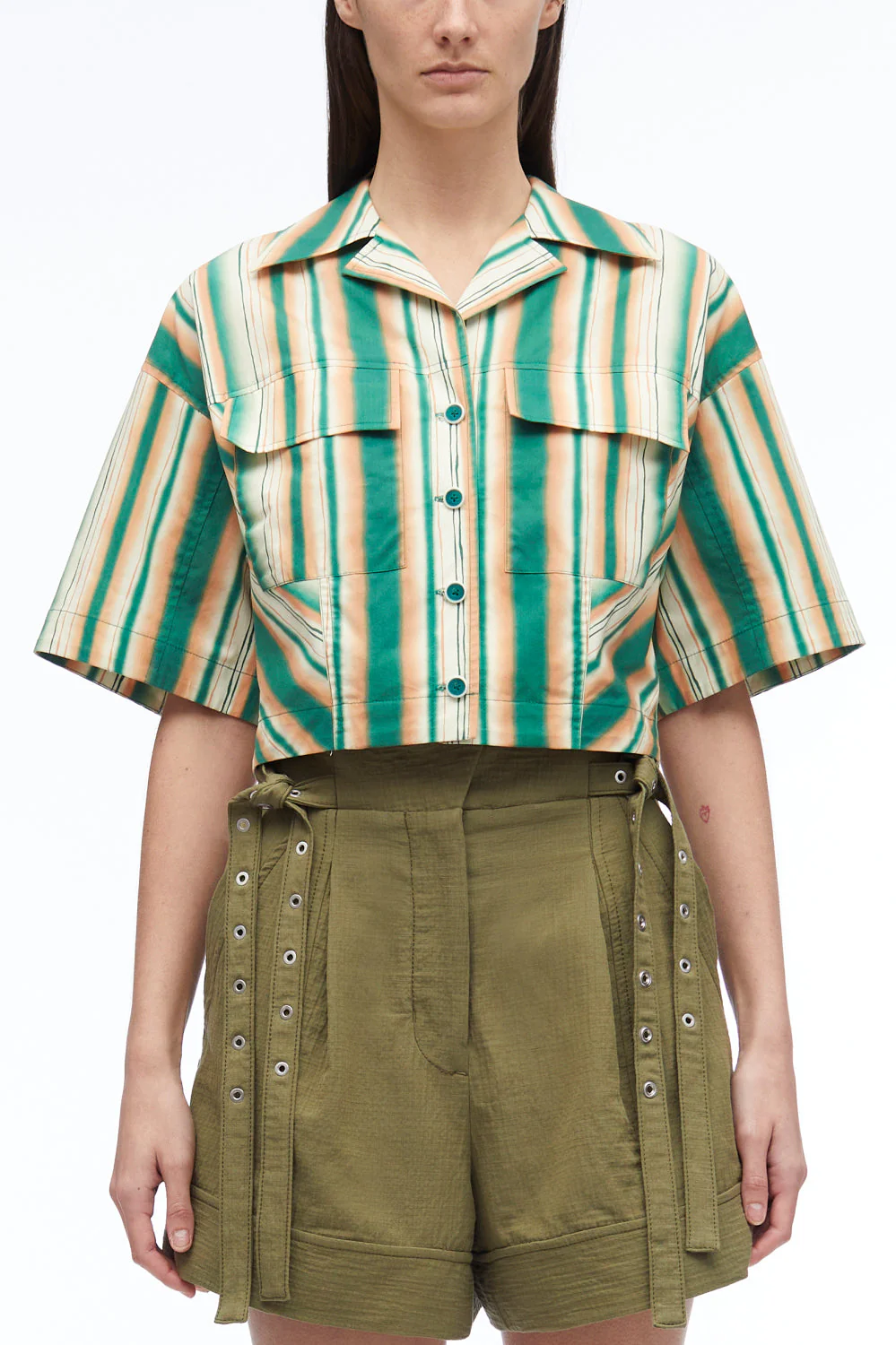 Painted Stripe Cropped Shirt - Image 6