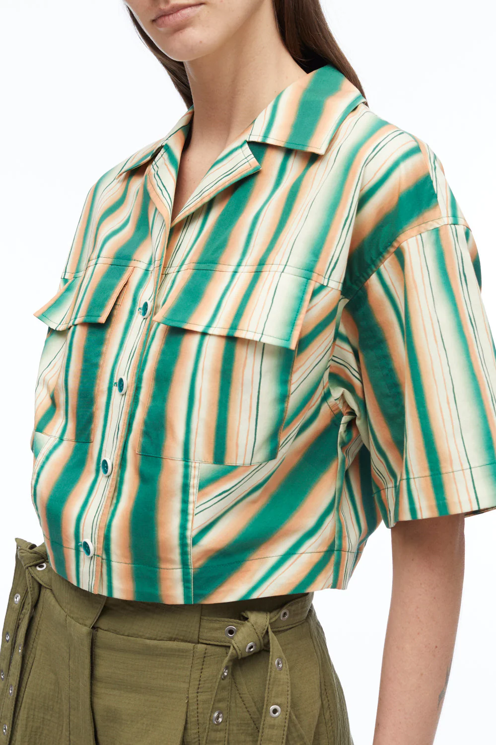 Painted Stripe Cropped Shirt - Image 8