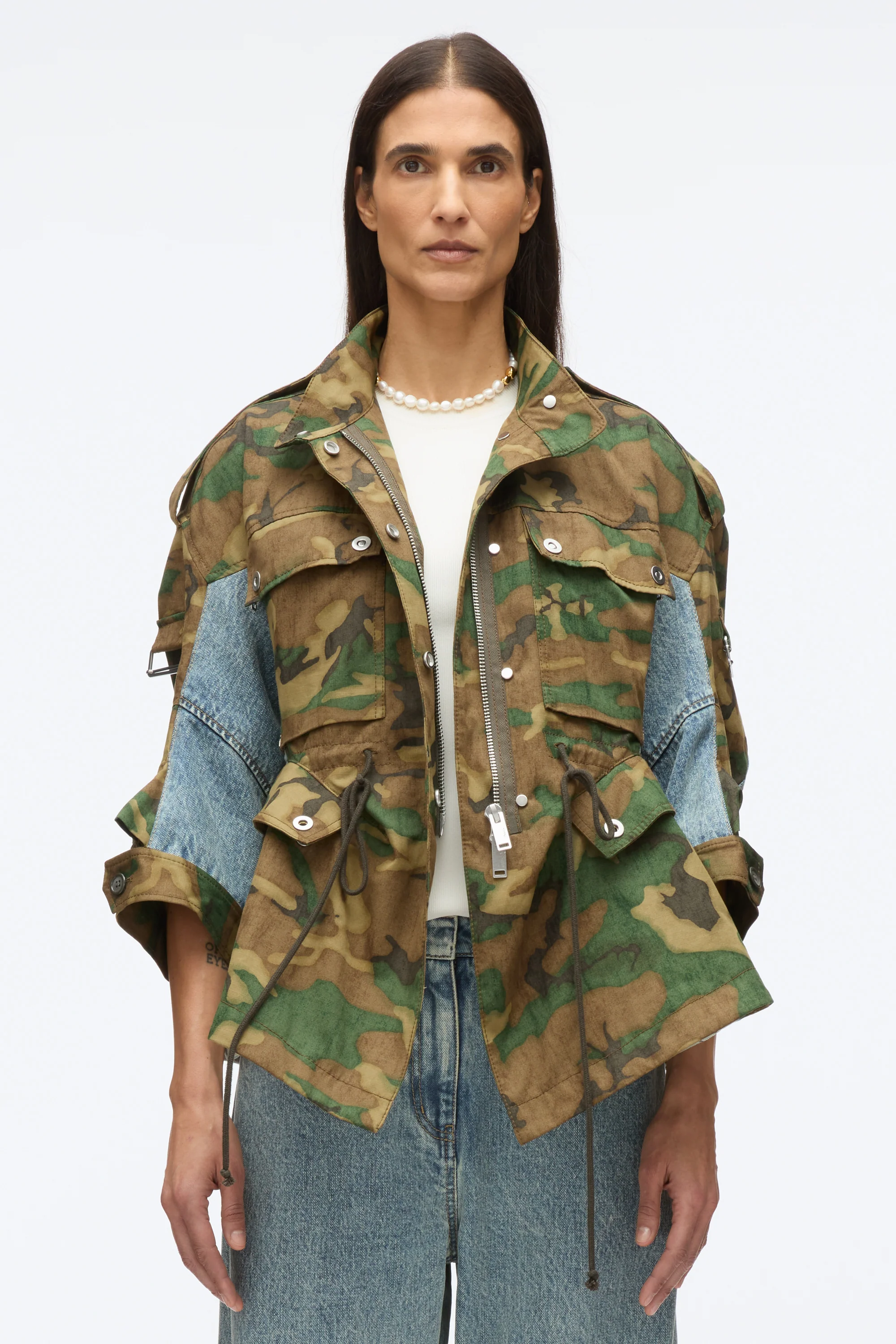 Patchwork Camo Cinched Jacket - Image 3