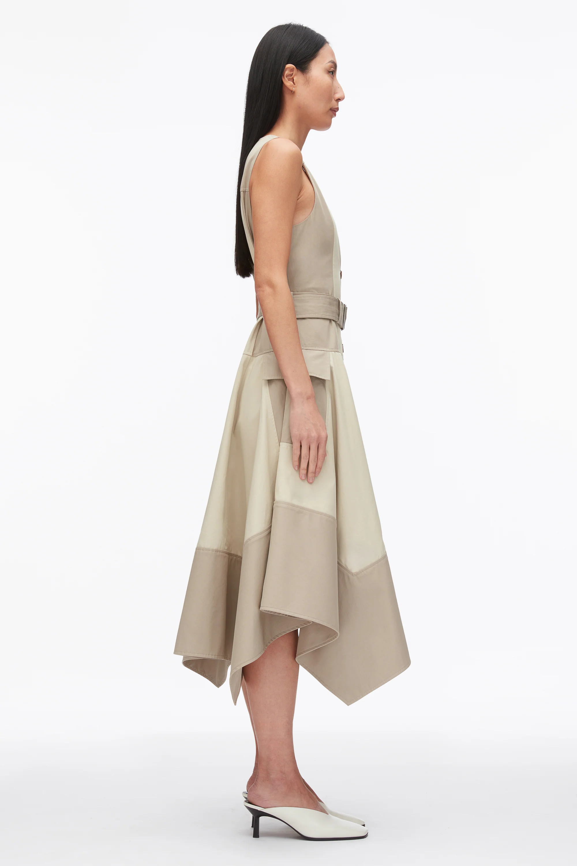 Patchwork Sleeveless Belted Utility Dress - Image 3
