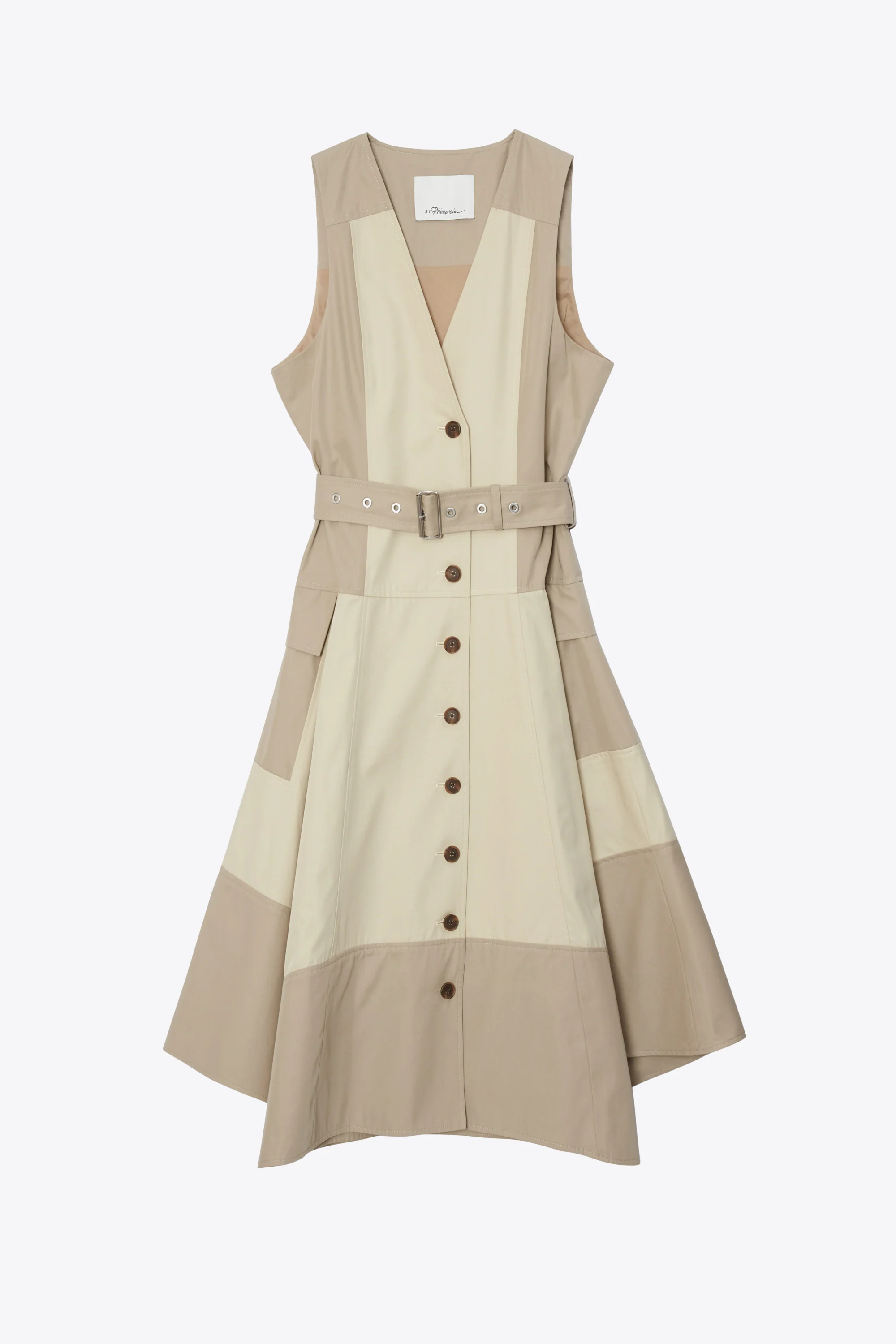 Patchwork Sleeveless Belted Utility Dress - Image 7