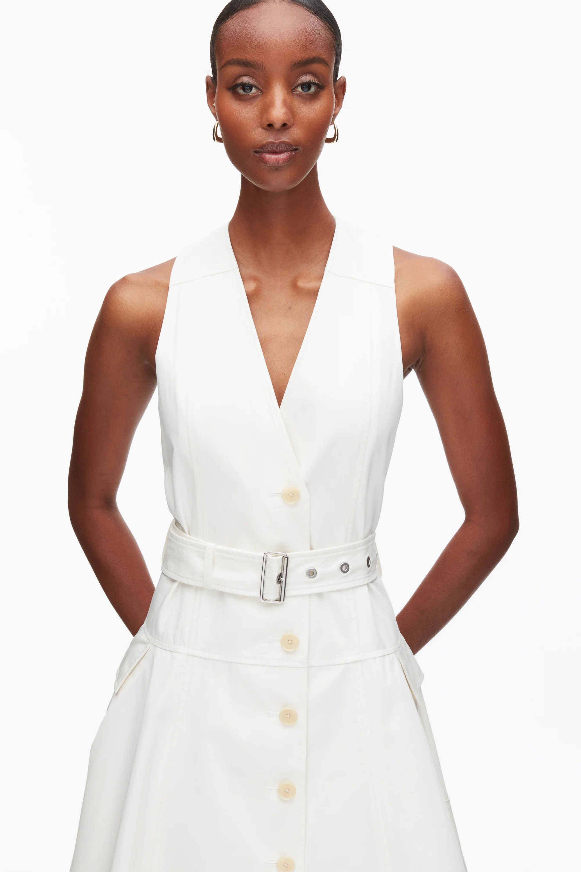 Patchwork Sleeveless Belted Utility Dress - Image 12