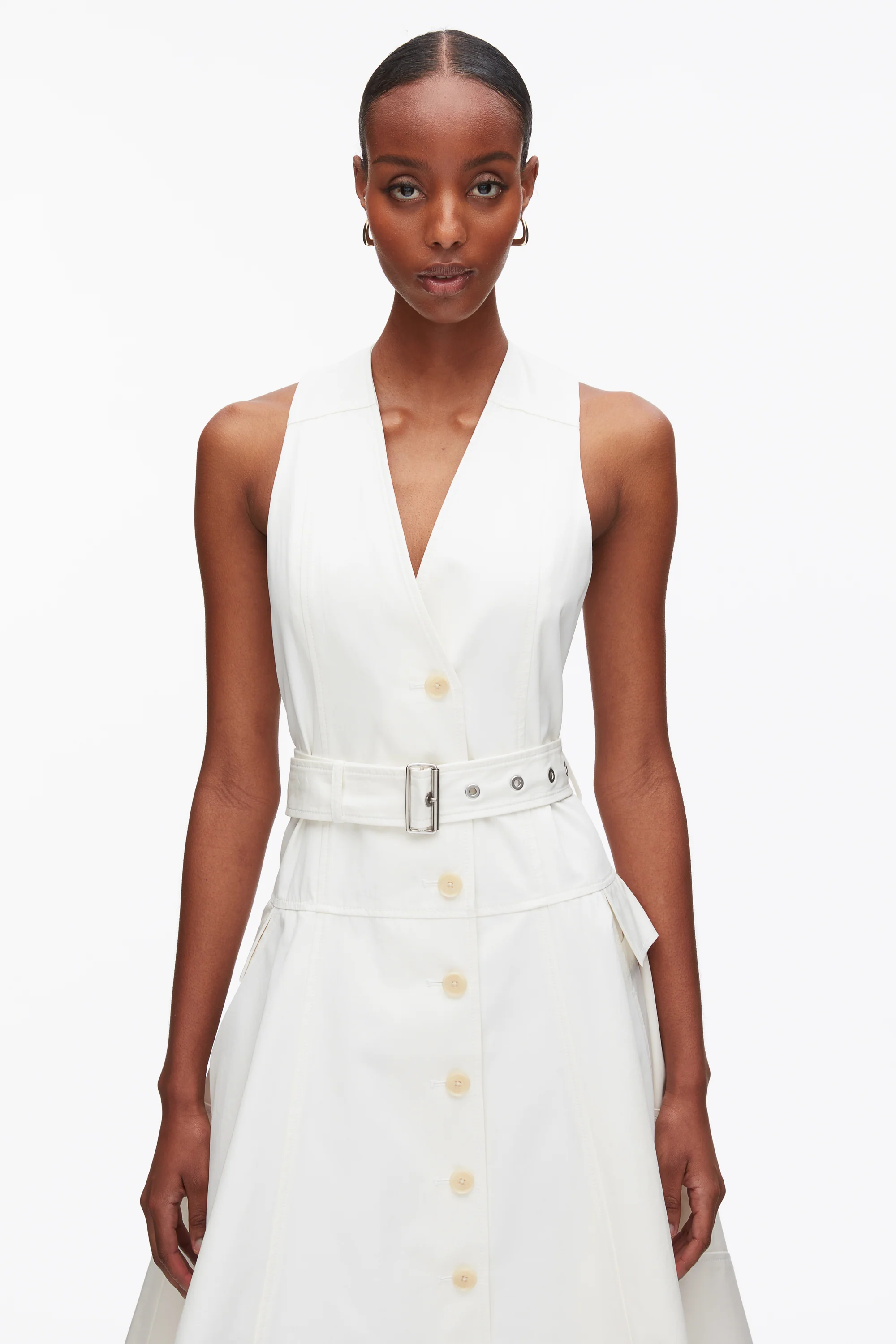 Patchwork Sleeveless Belted Utility Dress - Image 13