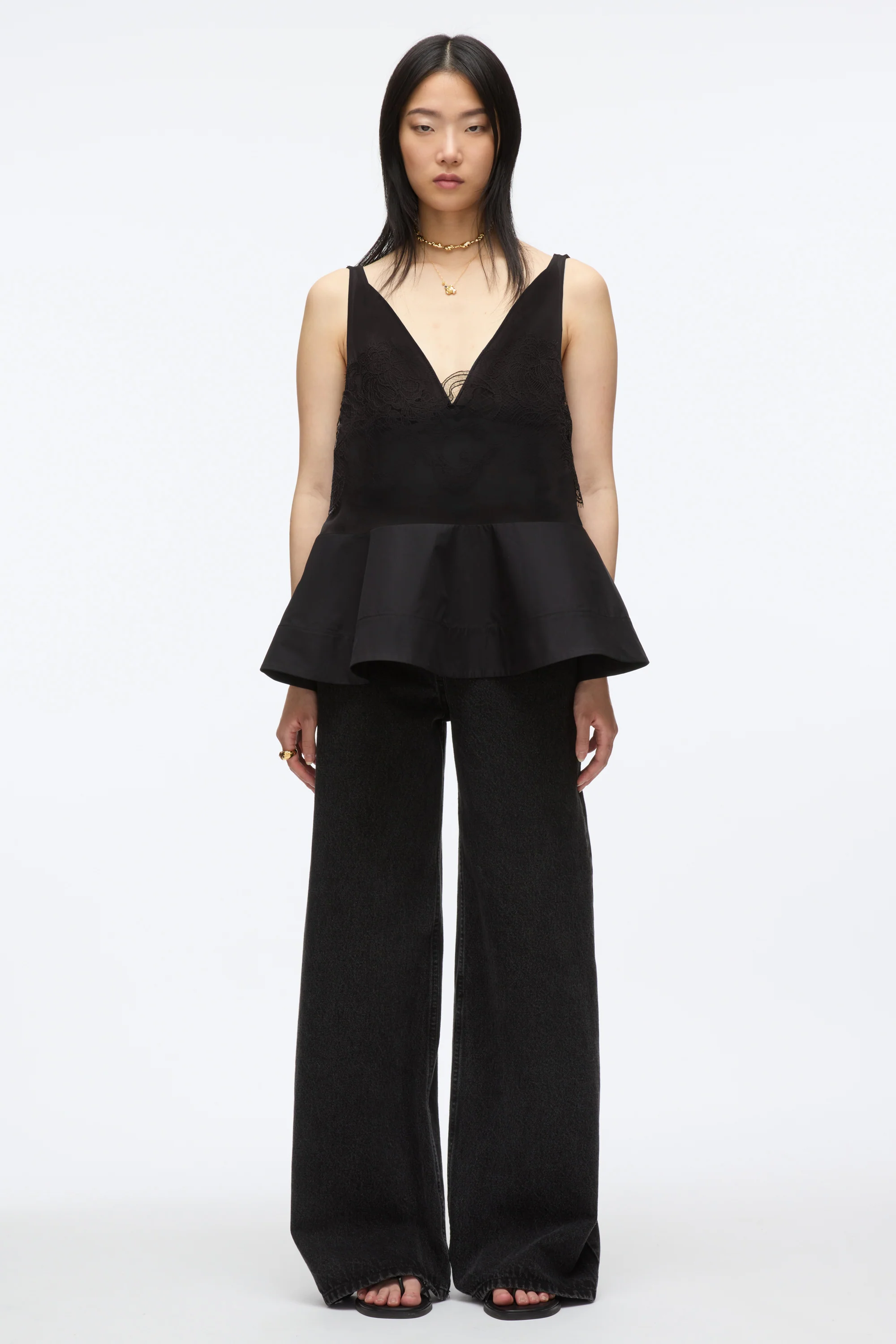 Chiffon Peplum Tank with Lace - Image 2