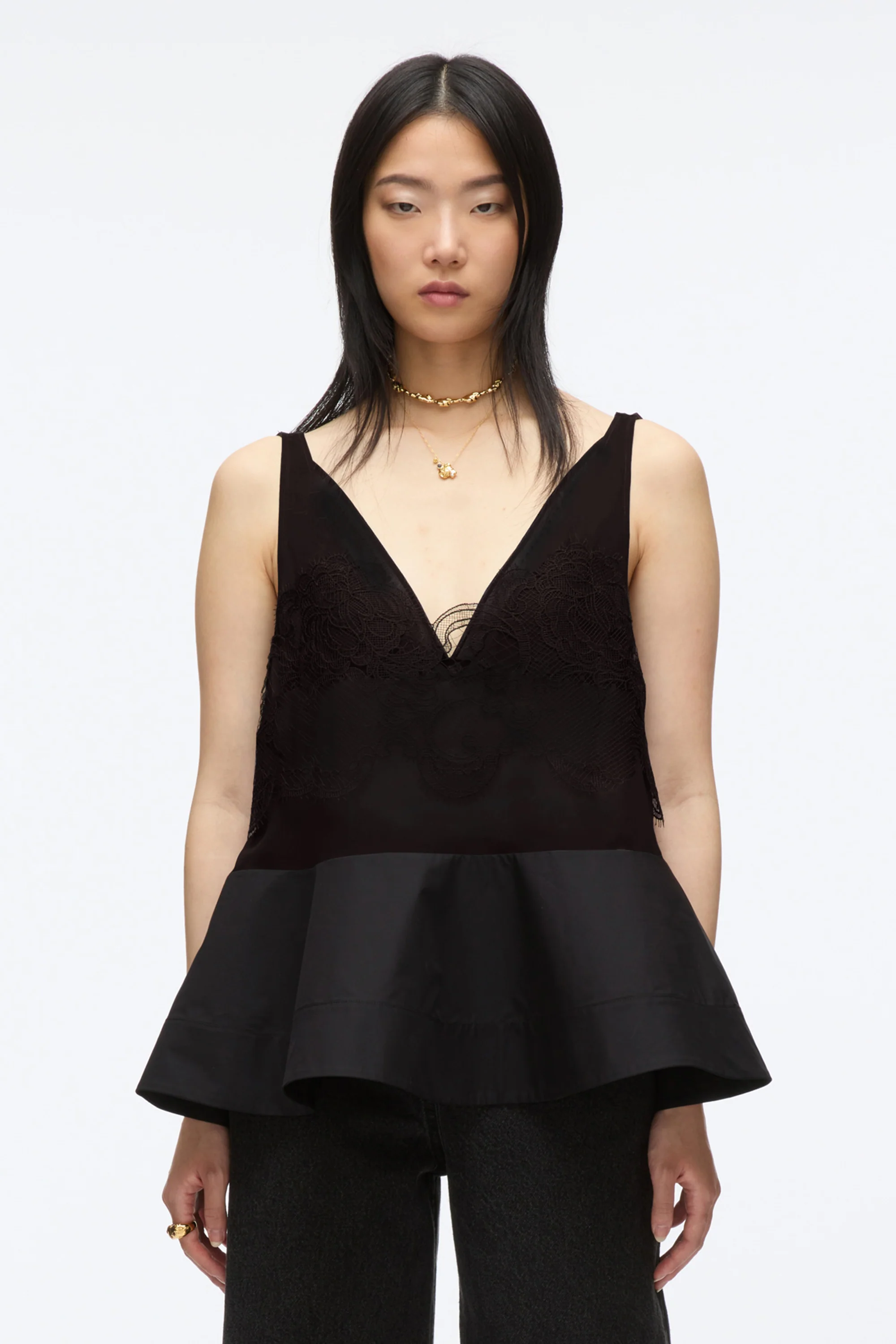 Chiffon Peplum Tank with Lace - Image 3