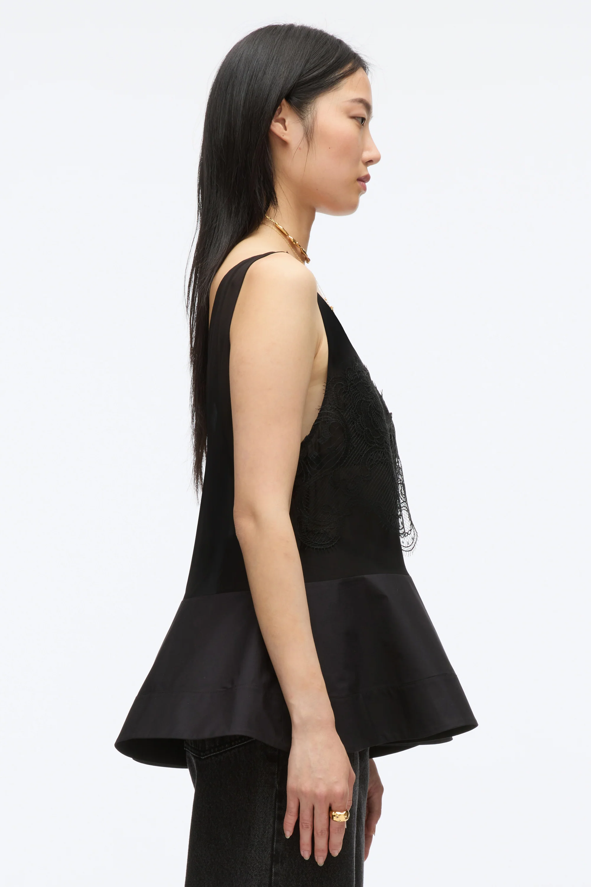 Chiffon Peplum Tank with Lace - Image 4