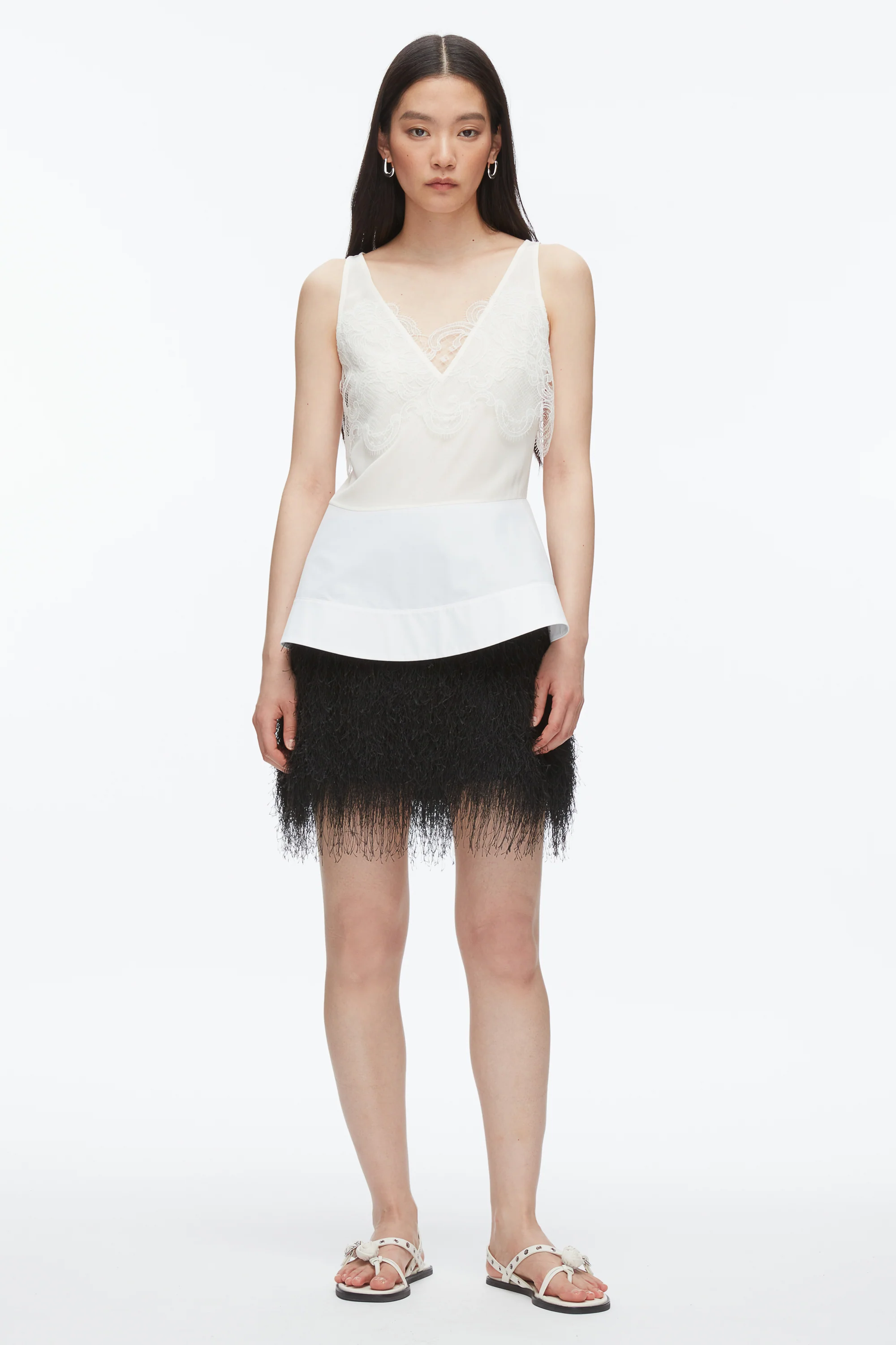 Chiffon Peplum Tank with Lace - Image 7