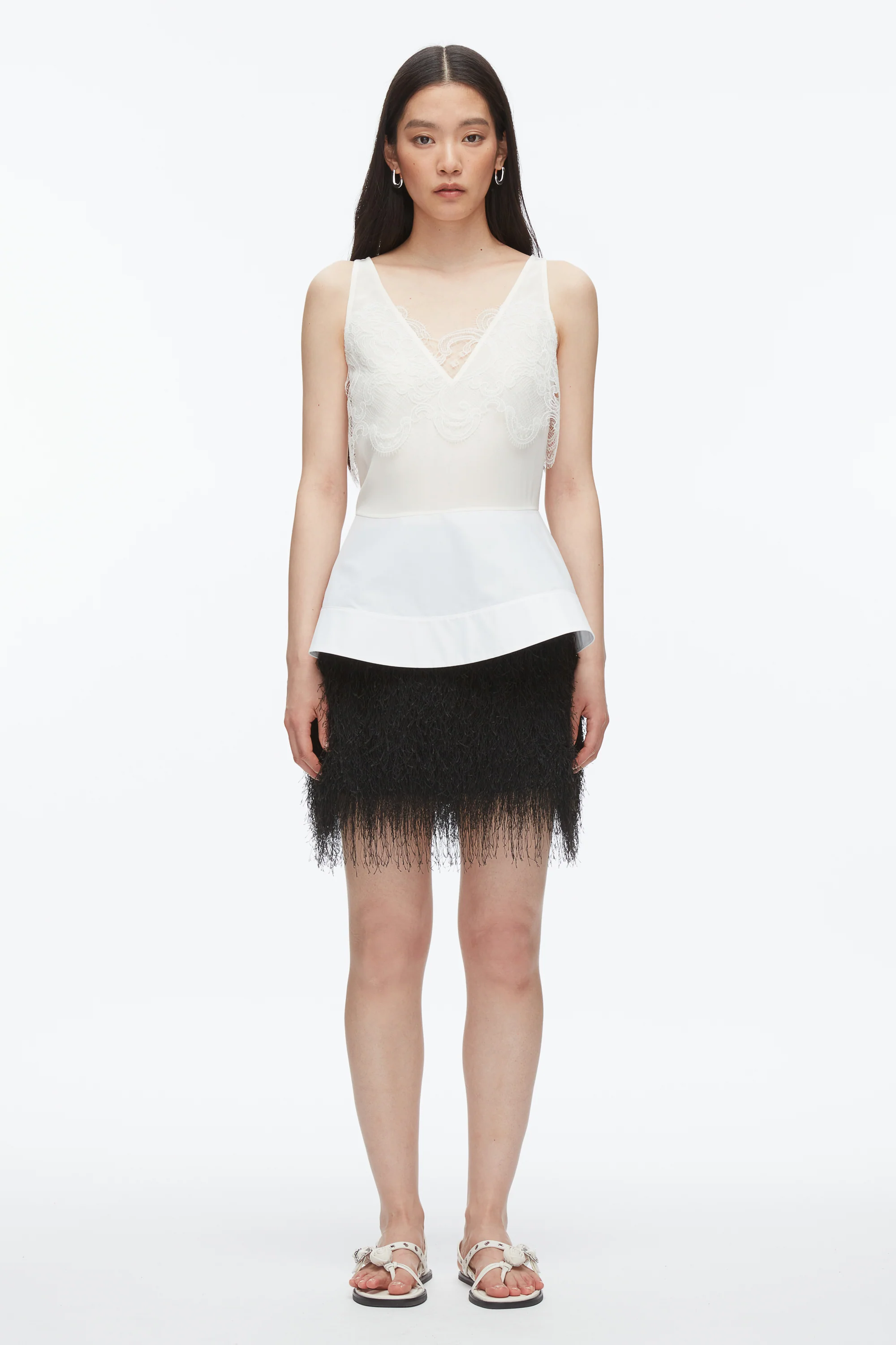 Chiffon Peplum Tank with Lace - Image 8