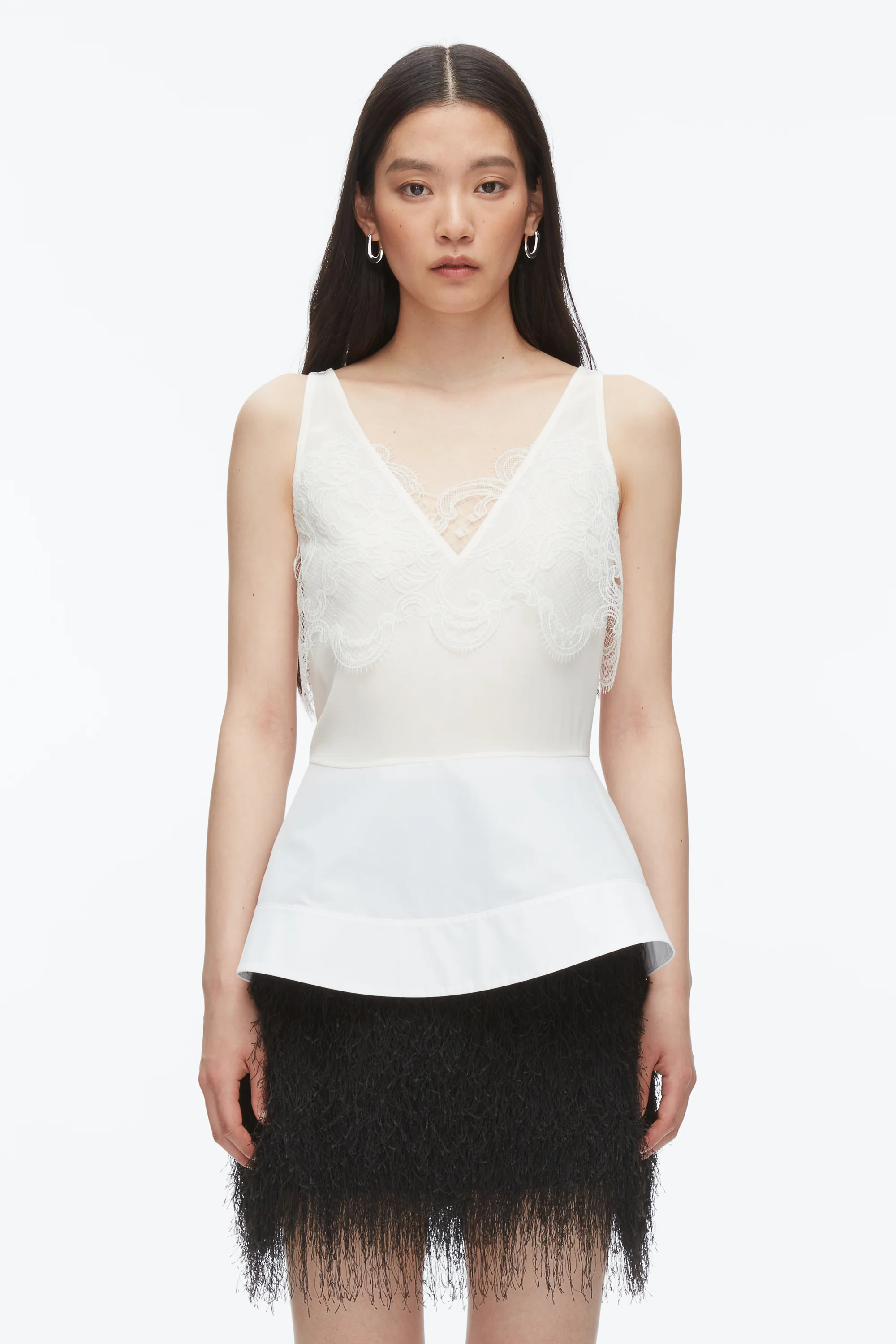 Chiffon Peplum Tank with Lace - Image 9