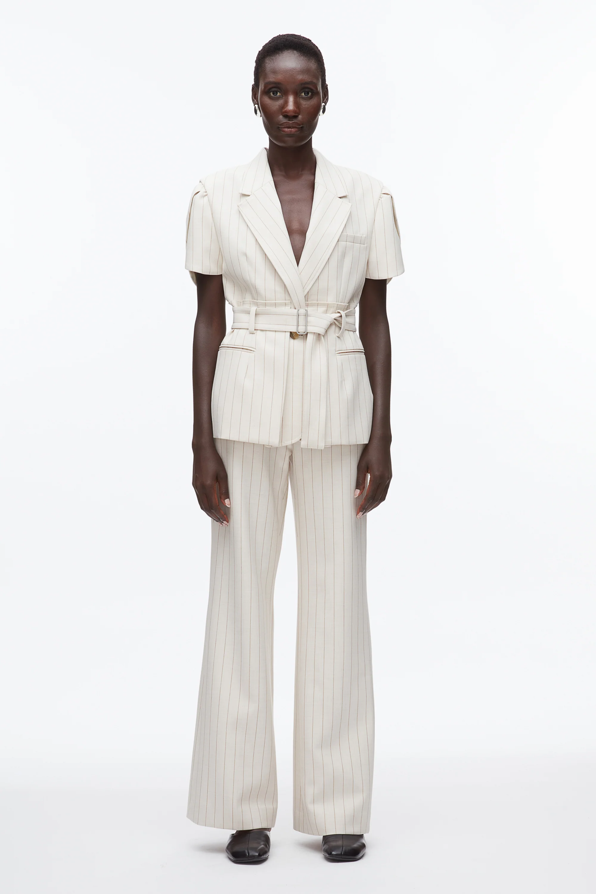 Pinstripe Tulip Sleeve Blazer - Image 2