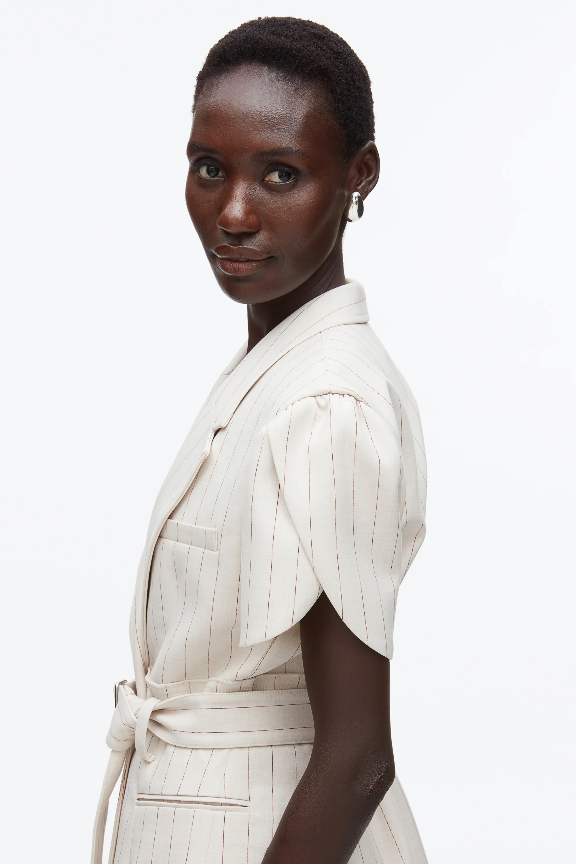 Pinstripe Tulip Sleeve Blazer - Image 6