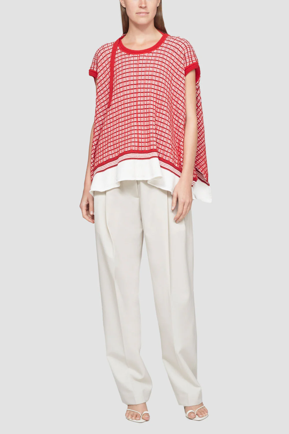 Plaid Jacquard Cap Sleeve Top - Image 2