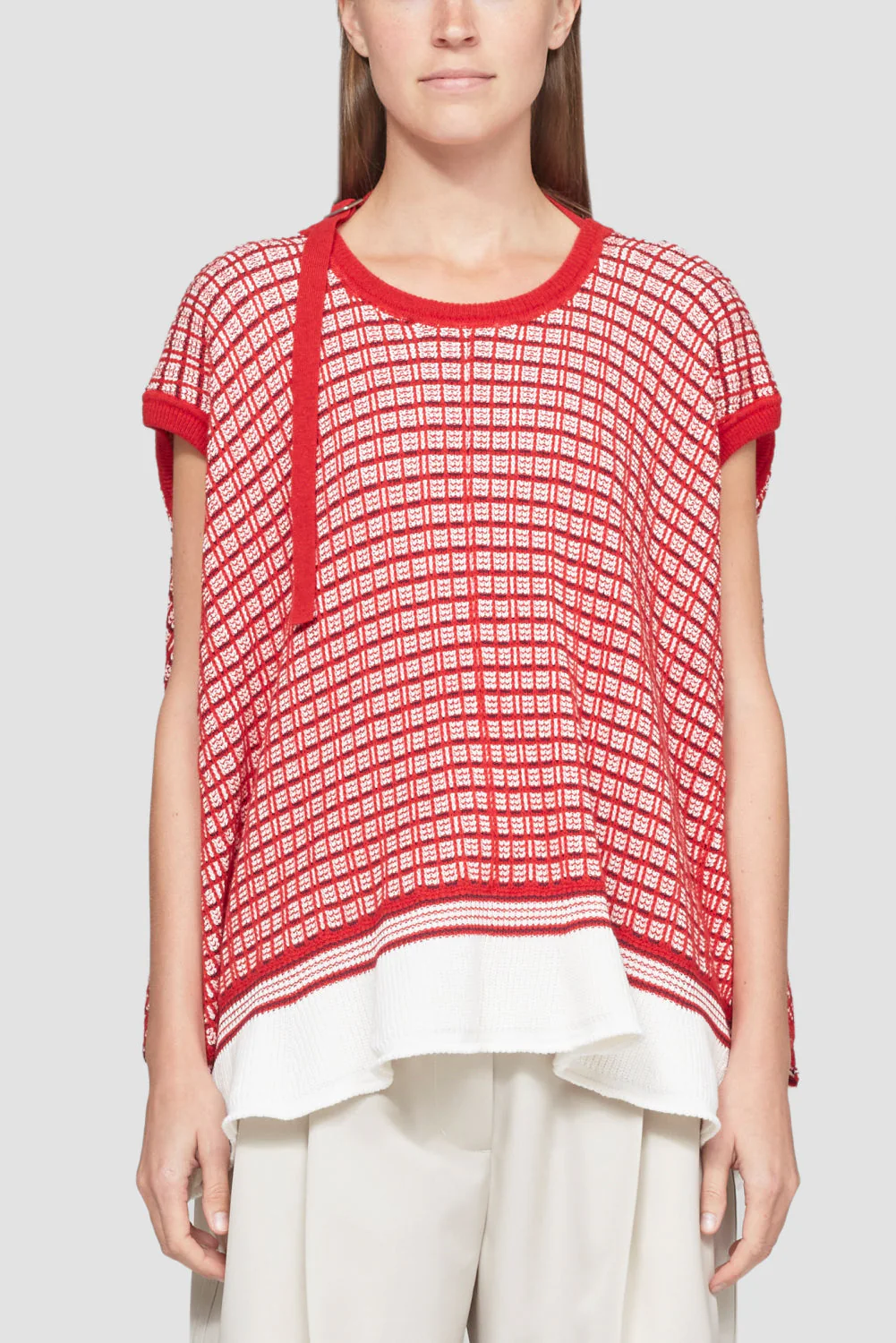 Plaid Jacquard Cap Sleeve Top - Image 3
