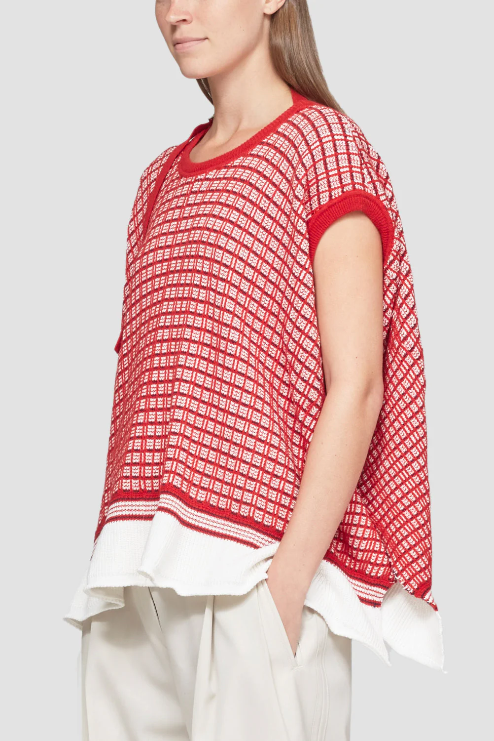 Plaid Jacquard Cap Sleeve Top - Image 4