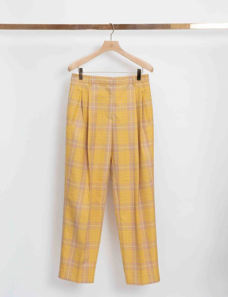 Plaid Jacquard Straight Leg Trouser