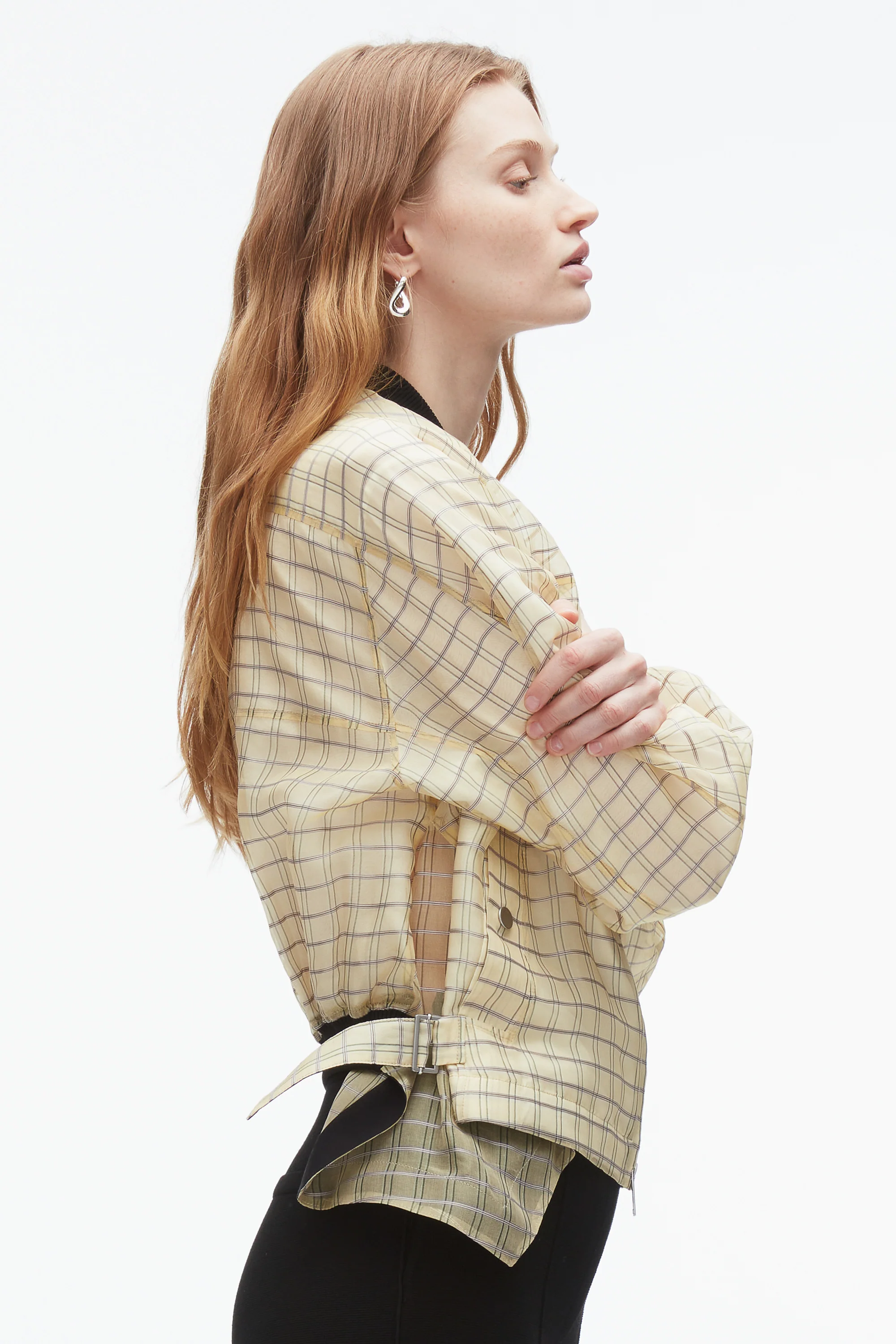 Plaid Organza Bomber Jacket - Image 4