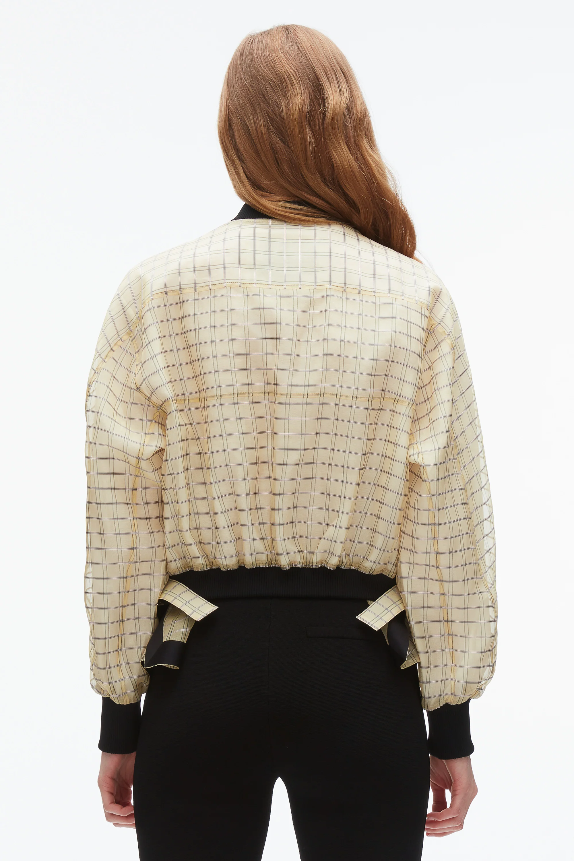 Plaid Organza Bomber Jacket - Image 5