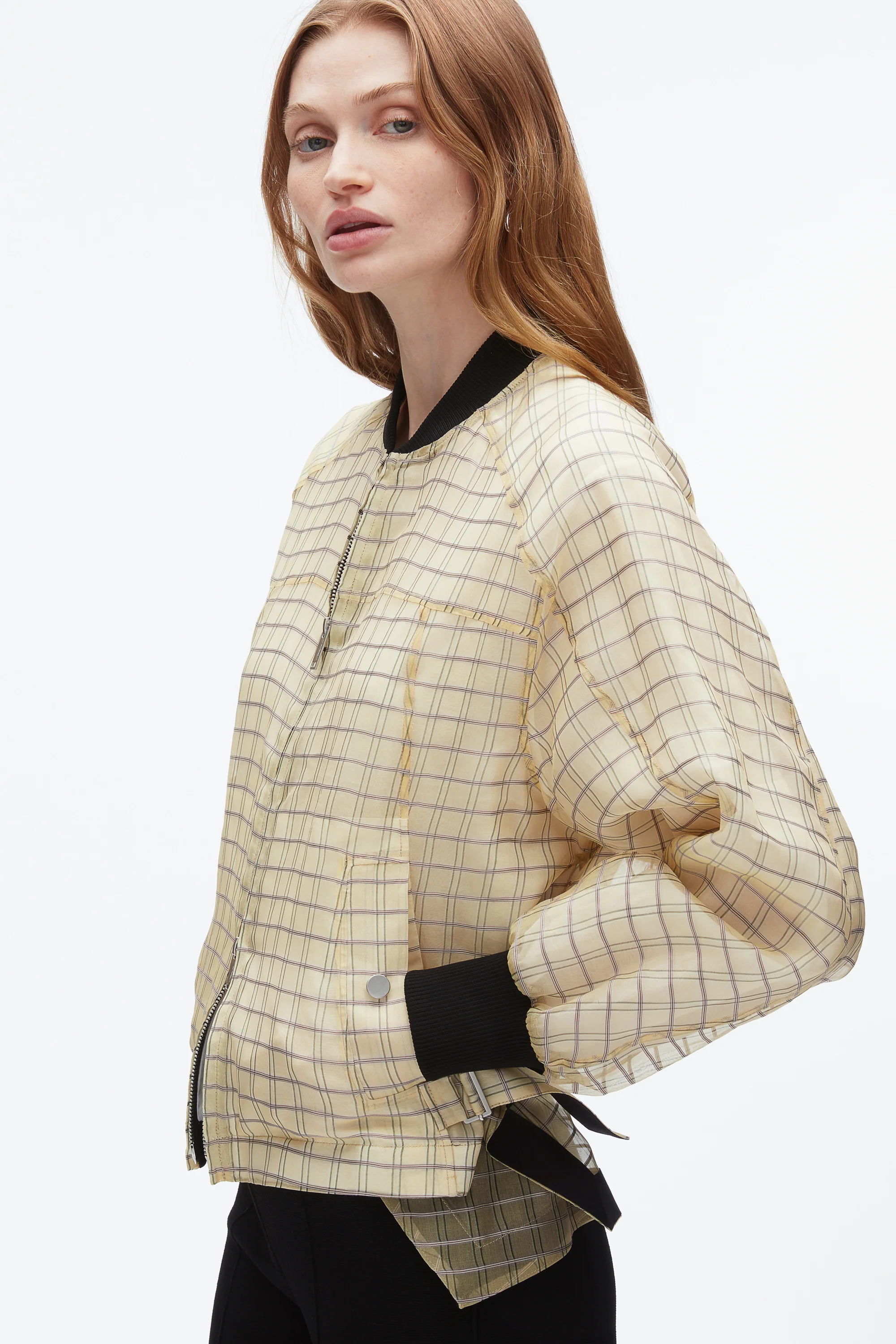 Plaid Organza Bomber Jacket - Image 6