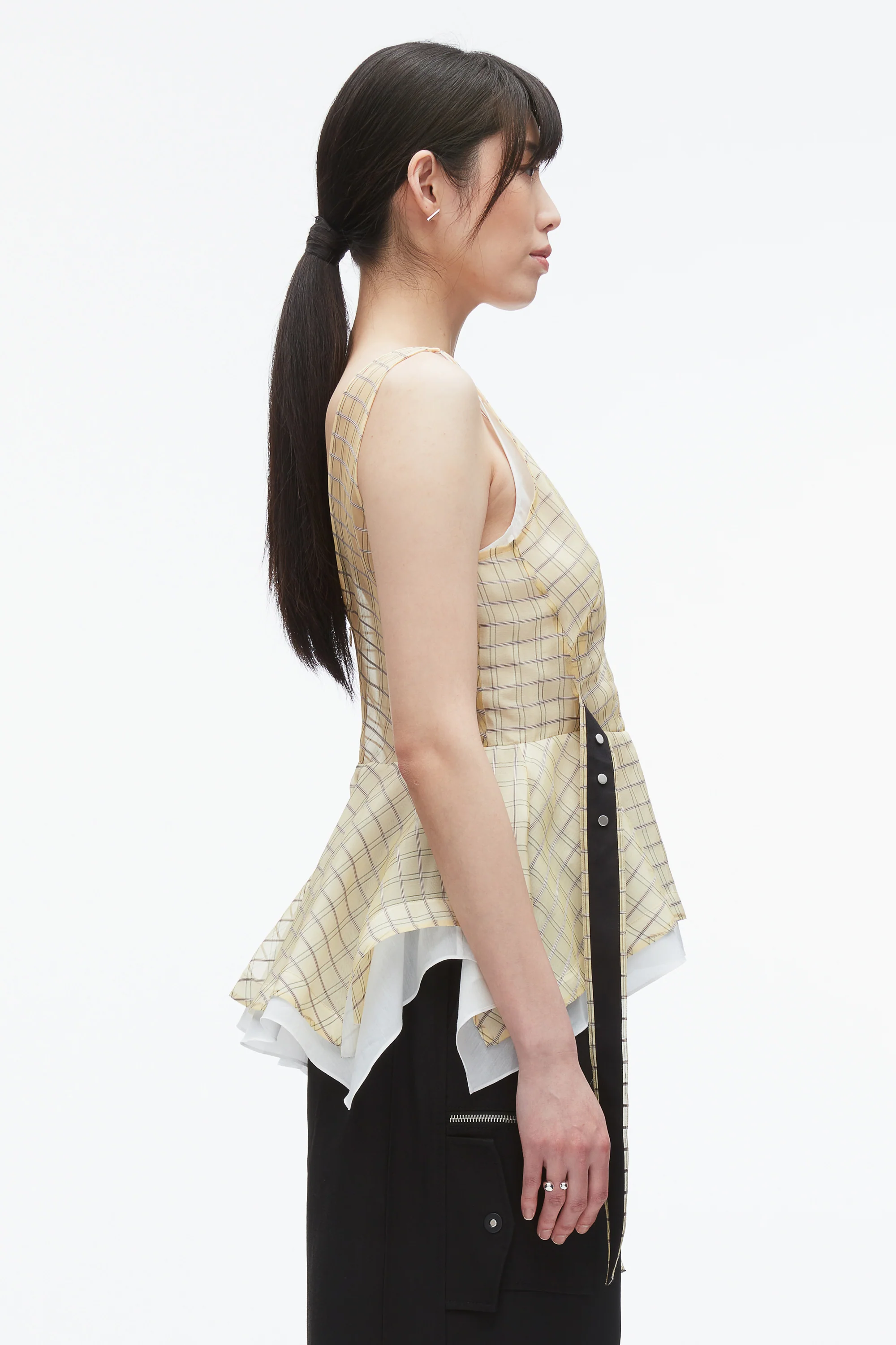 Plaid Organza V-Neck Top - Image 4