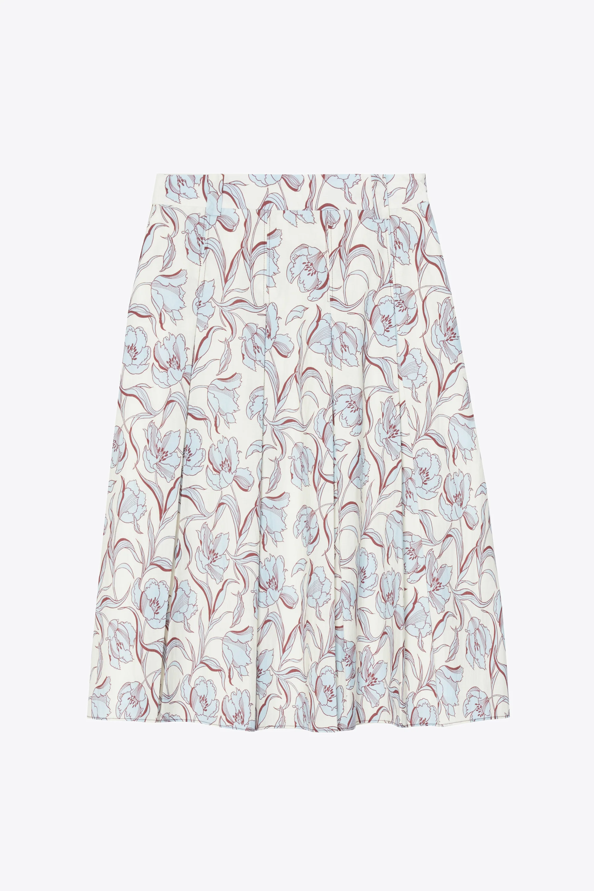 Two-Toned Pleated Knee-Length Skirt - Image 7