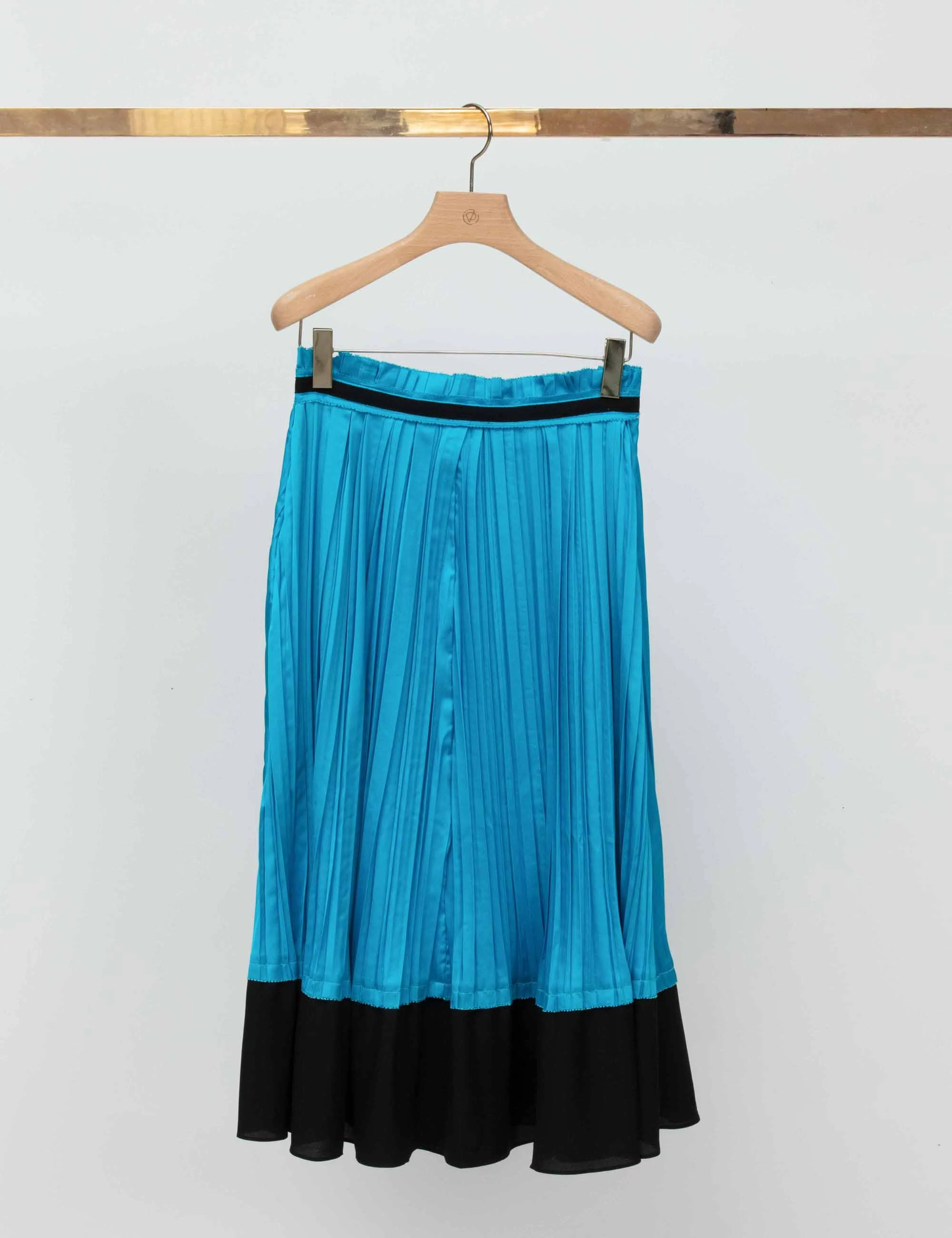 Pleated Satin Midi Skirt