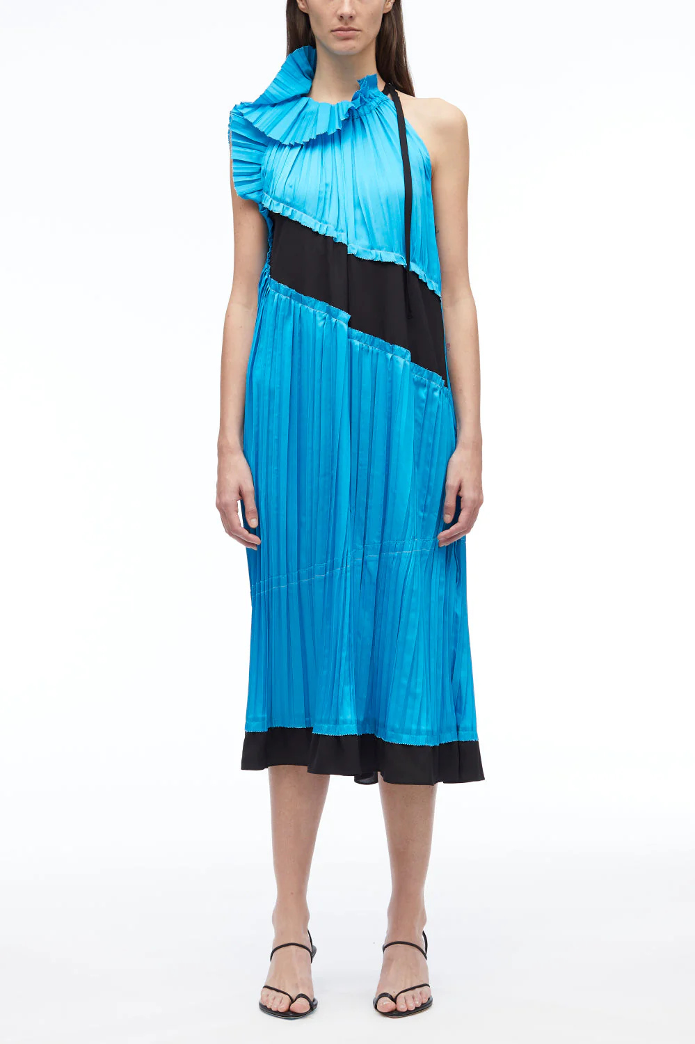 Pleated Satin Sleeveless Dress