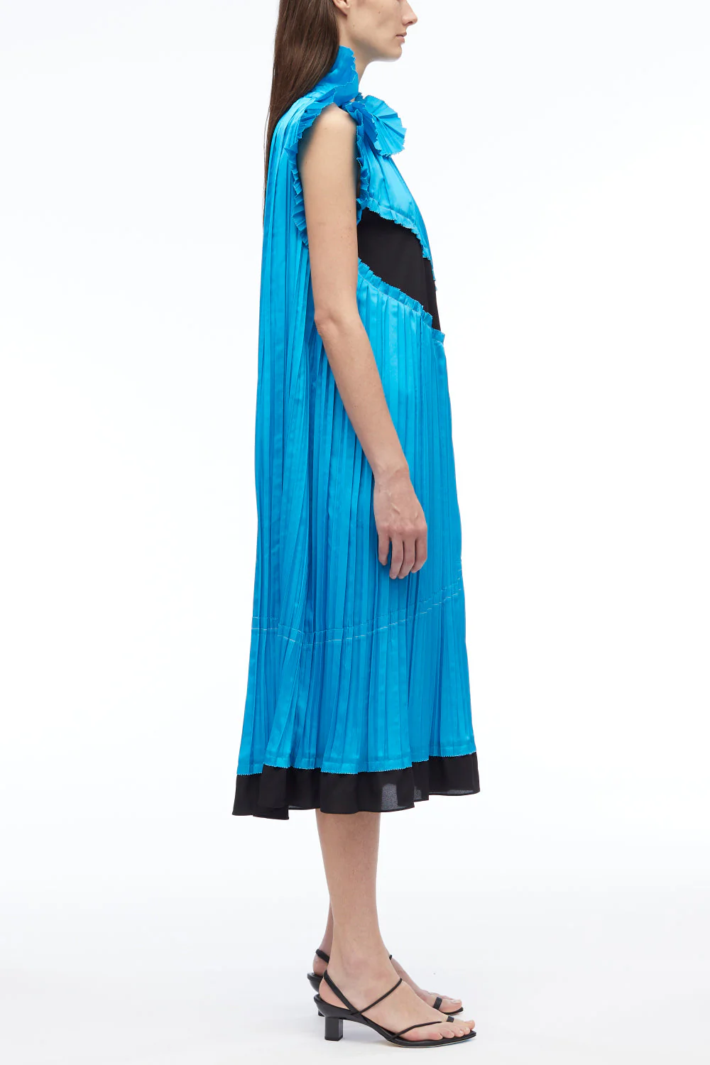 Pleated Satin Sleeveless Dress - Image 2