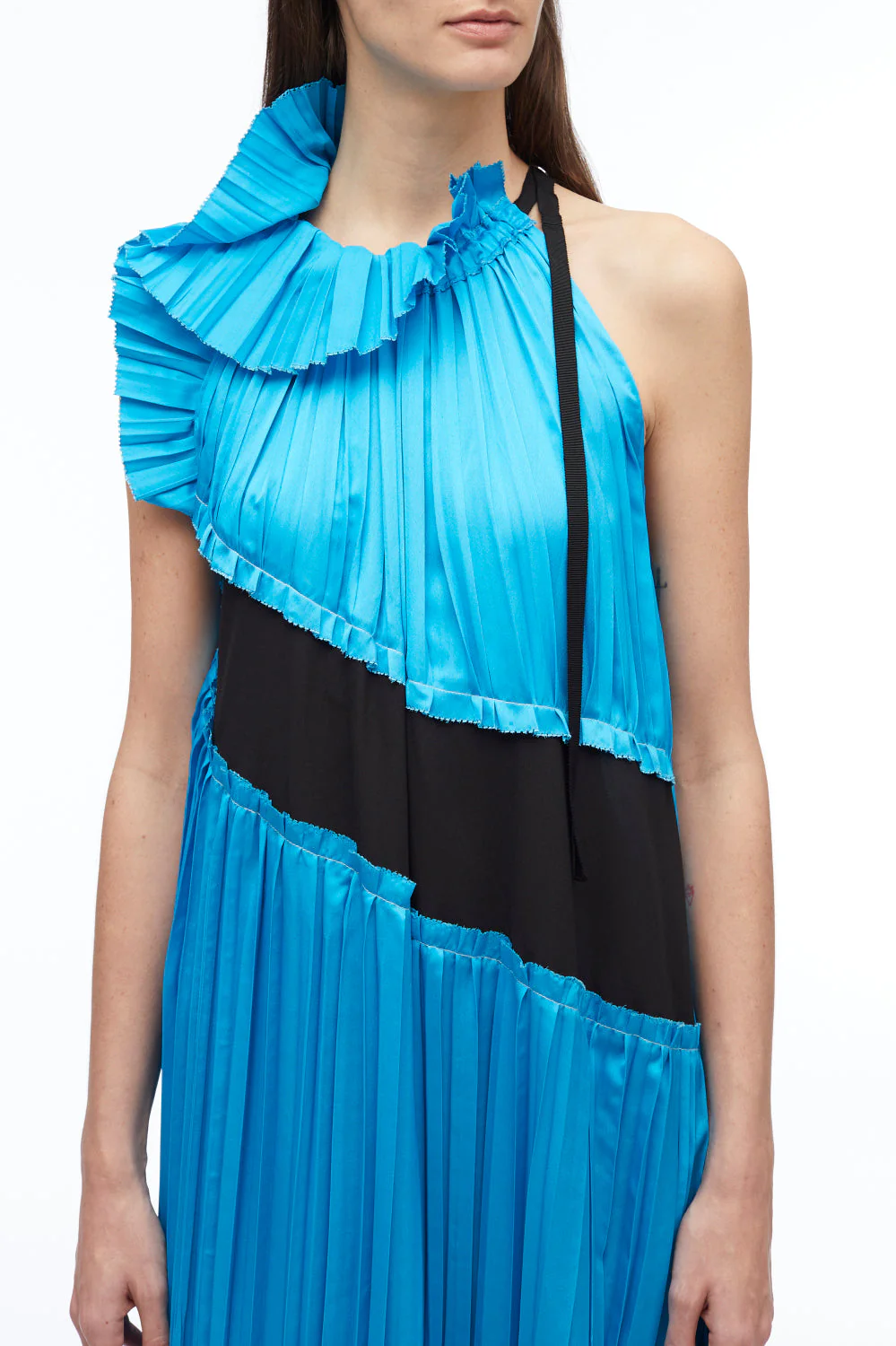 Pleated Satin Sleeveless Dress - Image 4