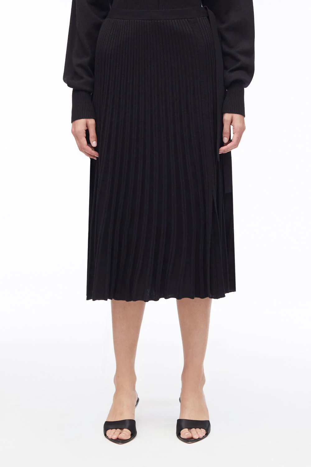 Pleated Wool-Blend Midi Skirt - Image 2