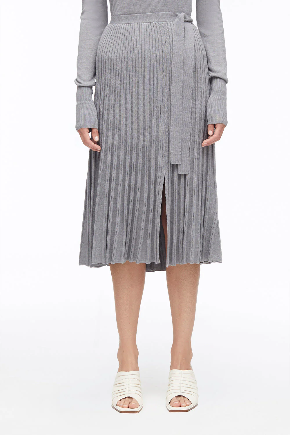 Pleated Wool-Blend Midi Skirt - Image 6
