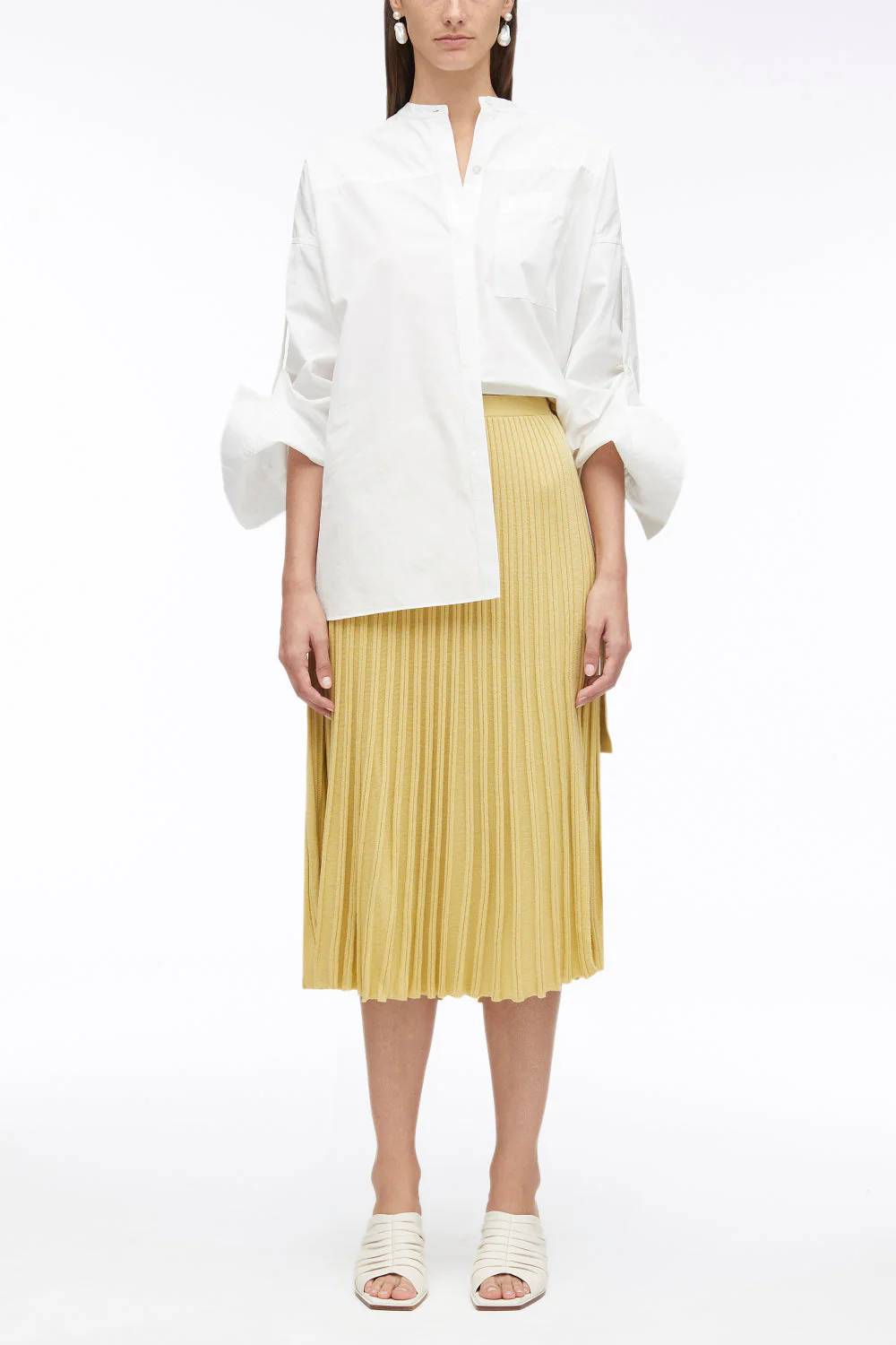 Pleated Wool-Blend Midi Skirt - Image 9