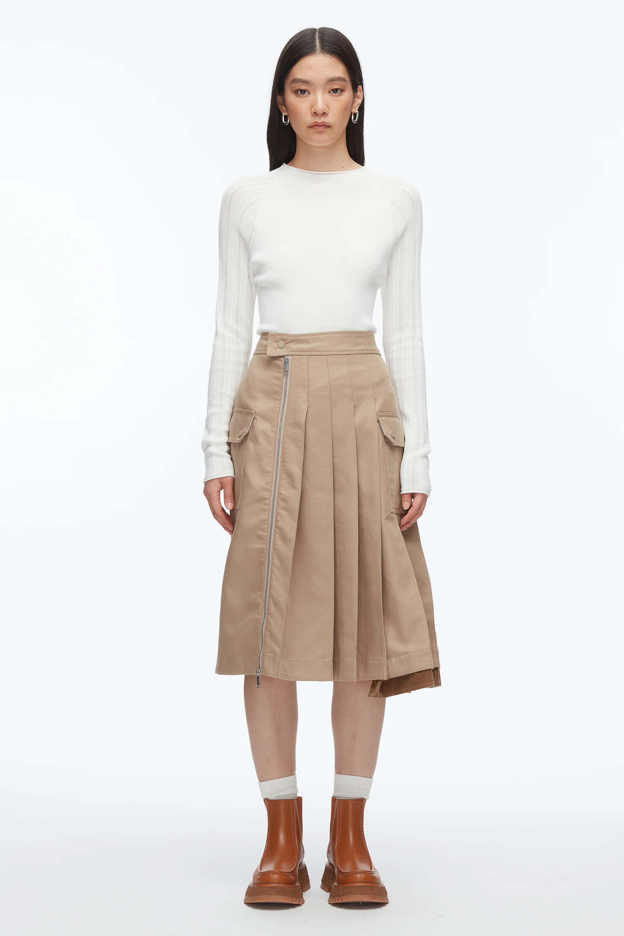 Pleated Zip Utility Skirt - Image 2