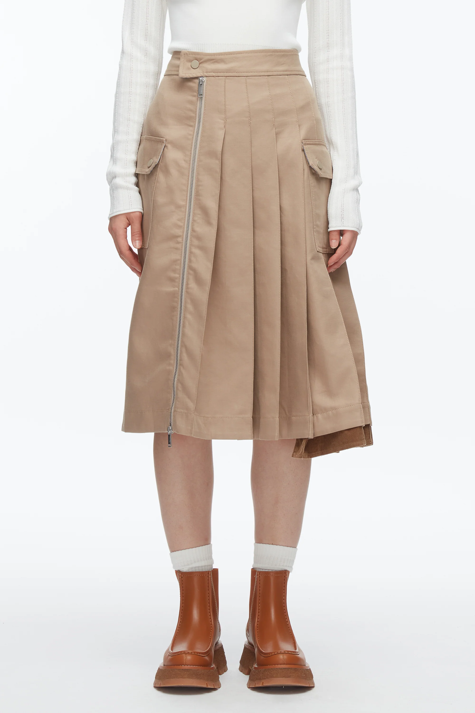 Pleated Zip Utility Skirt - Image 3