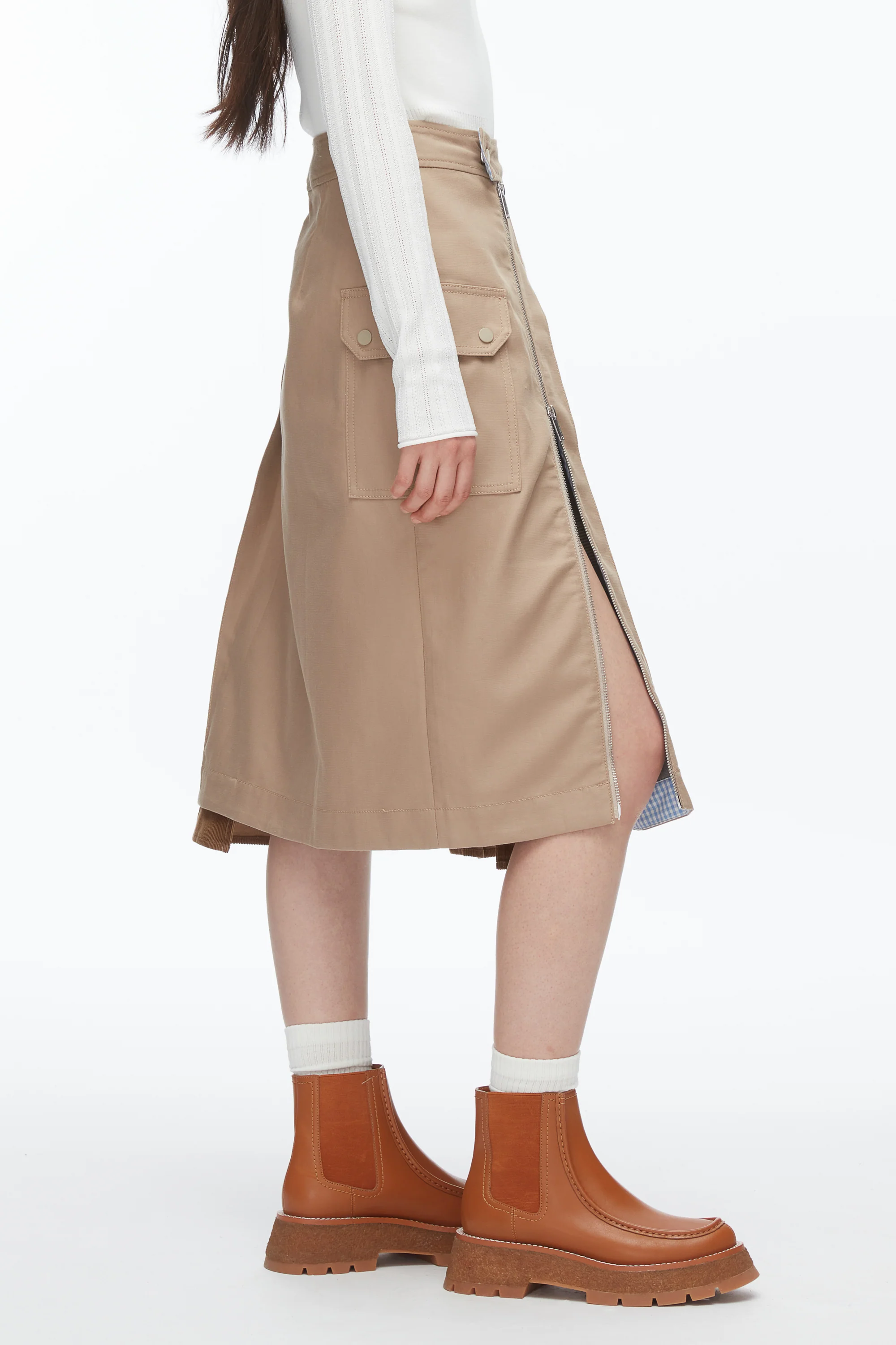 Pleated Zip Utility Skirt - Image 4