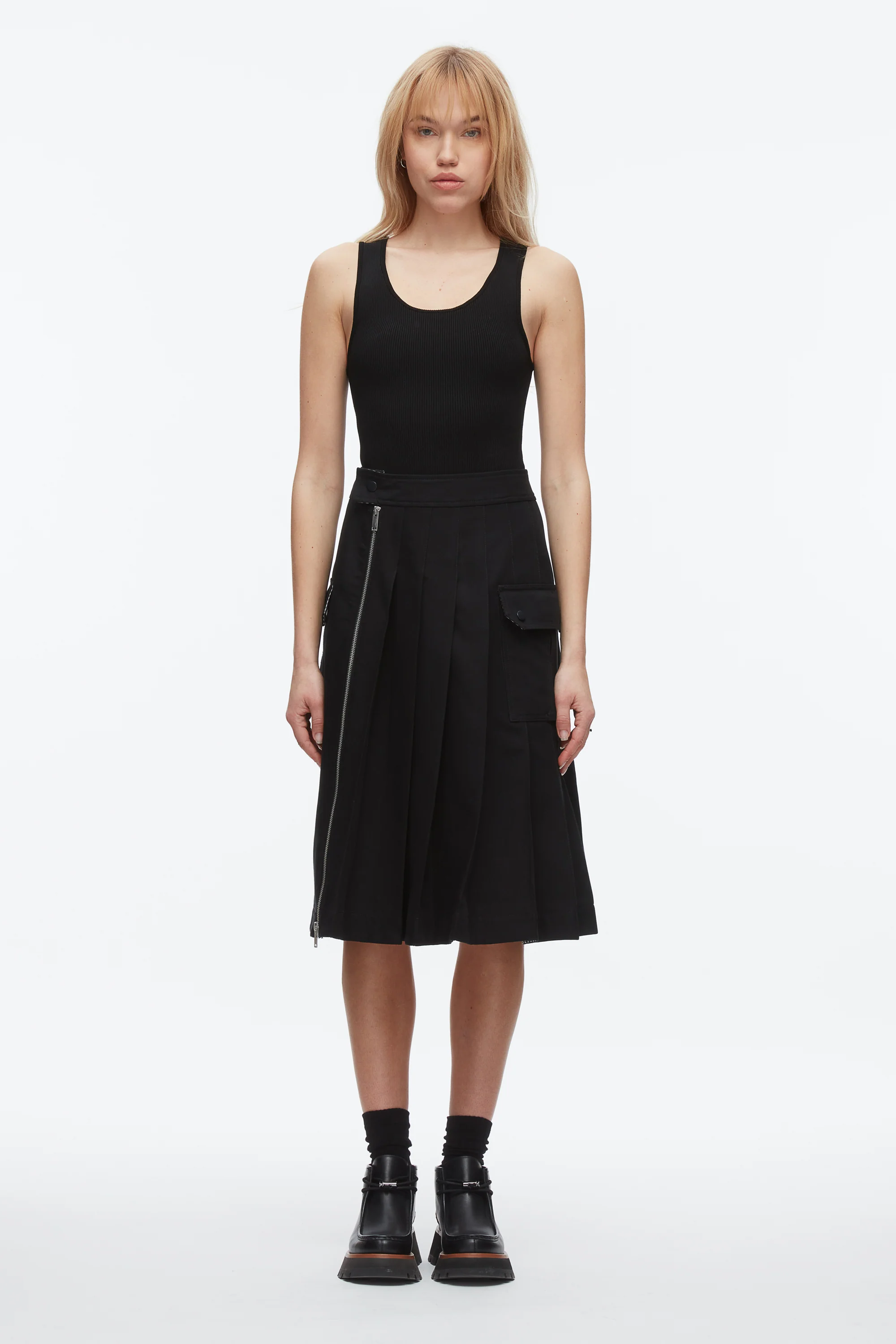 Pleated Zip Utility Skirt - Image 8