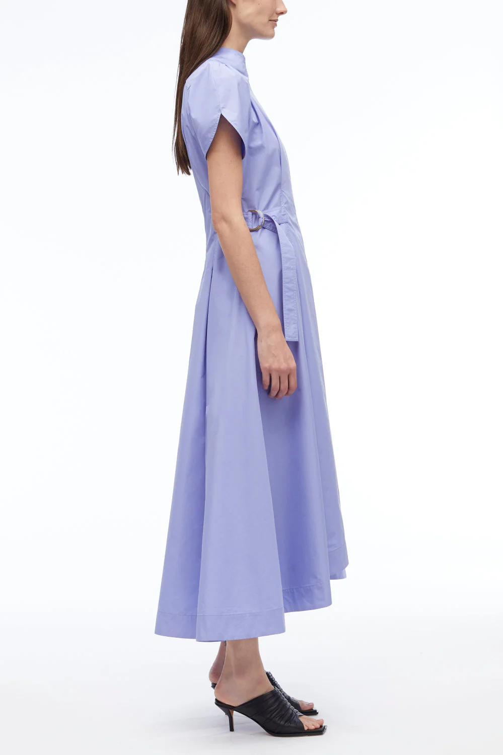 Puff Sleeve Poplin Flare Dress - Image 7