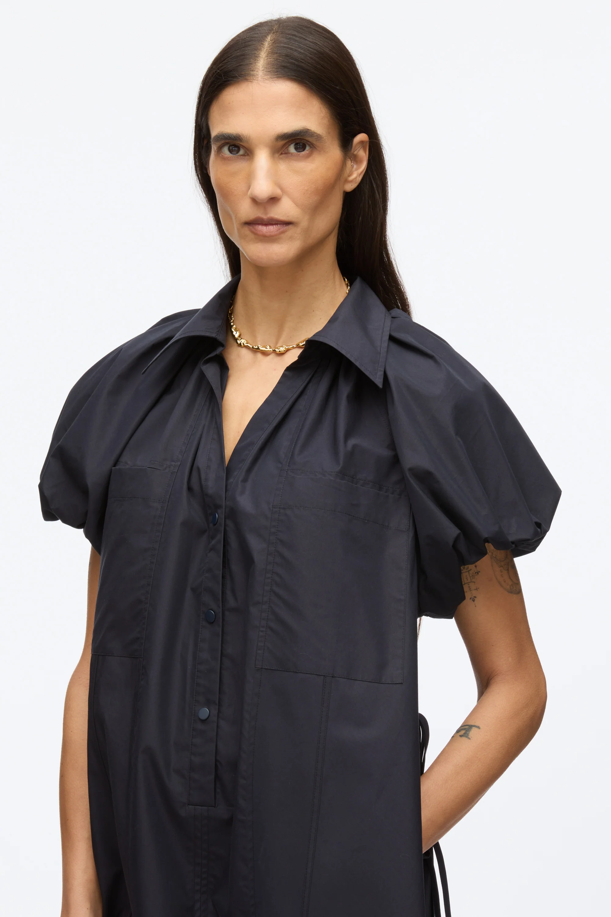 Puff Sleeve Short Shirt Dress - Image 10