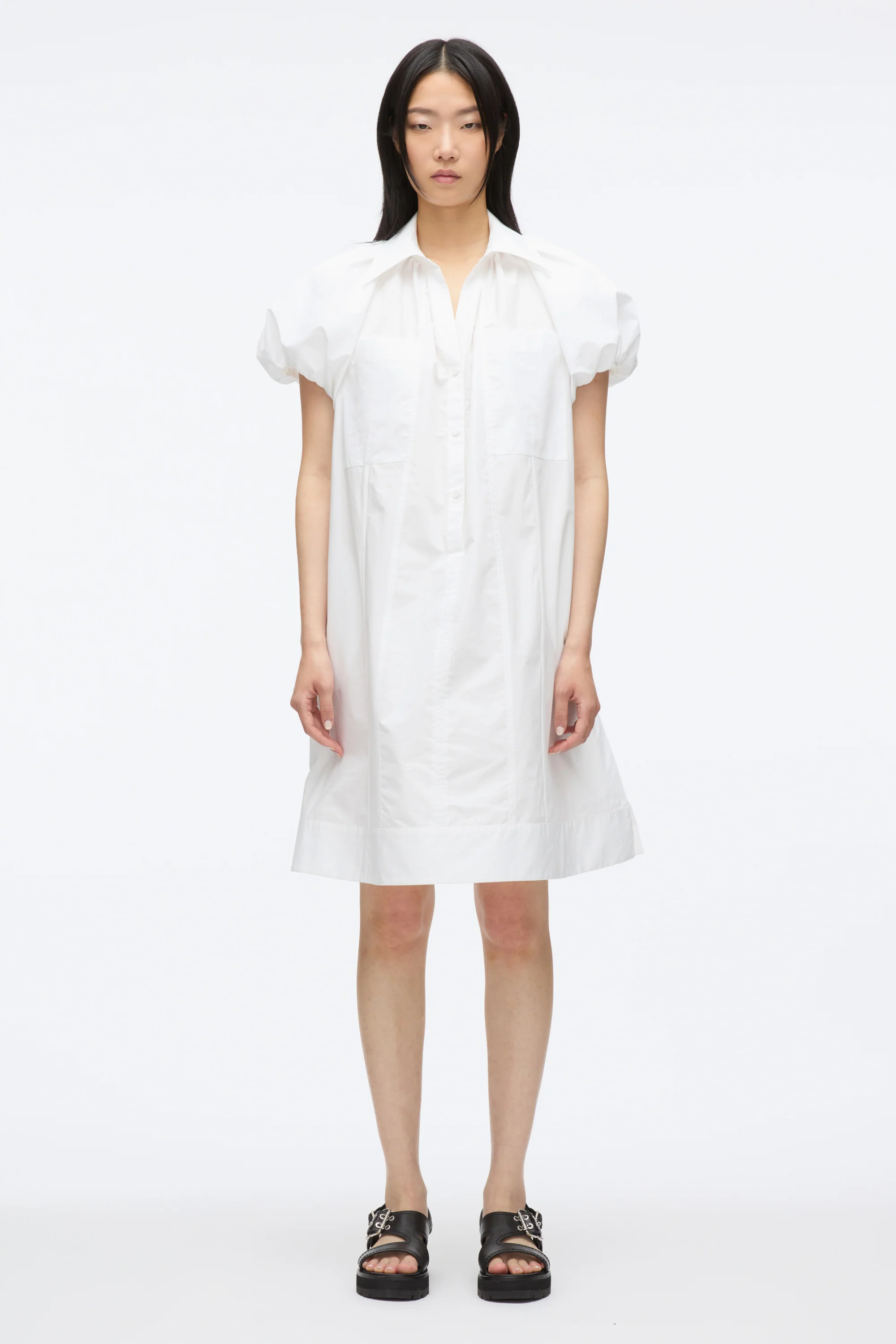 Puff Sleeve Short Shirt Dress - Image 11