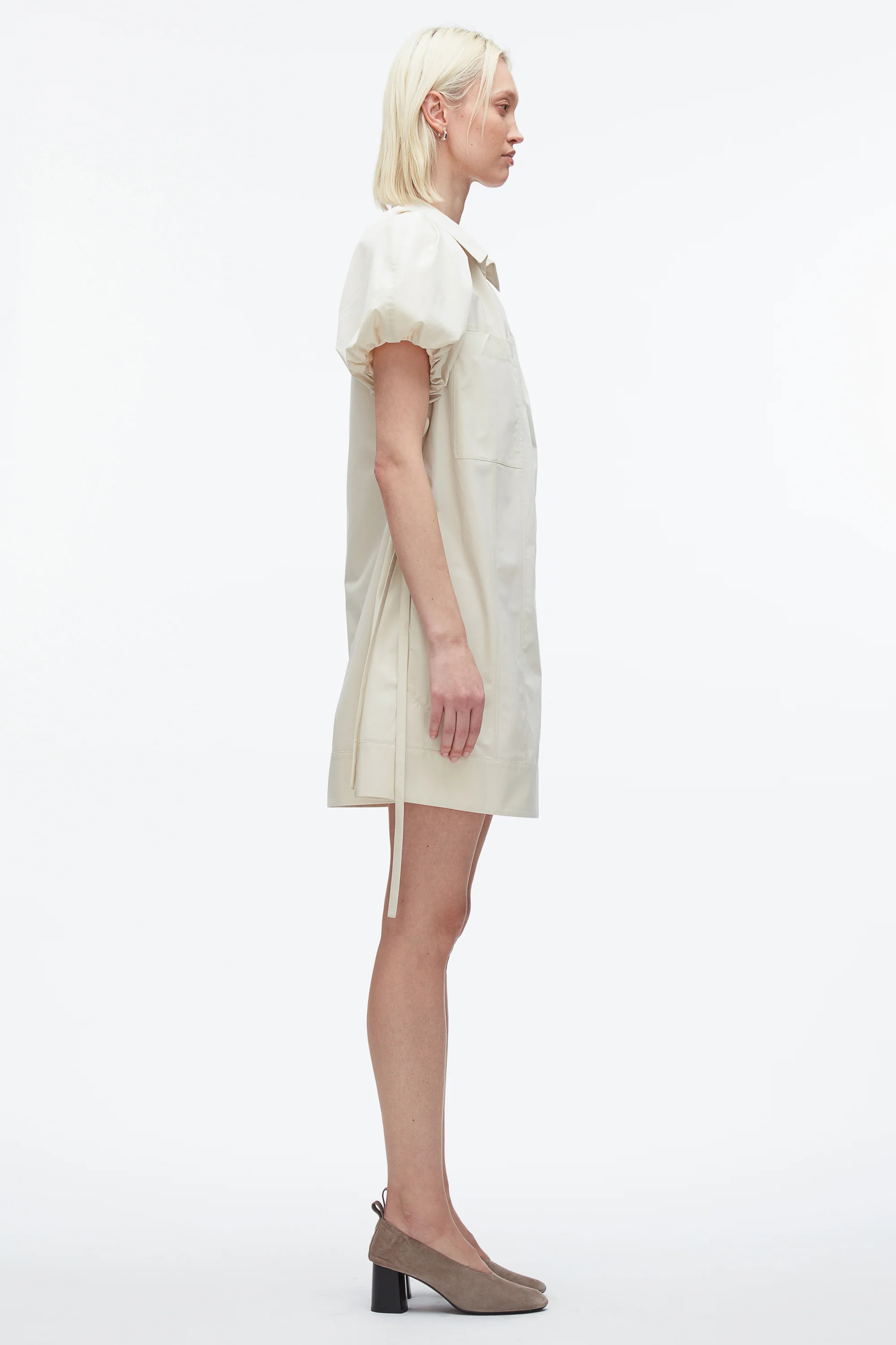 Puff Sleeve Short Shirt Dress - Image 3