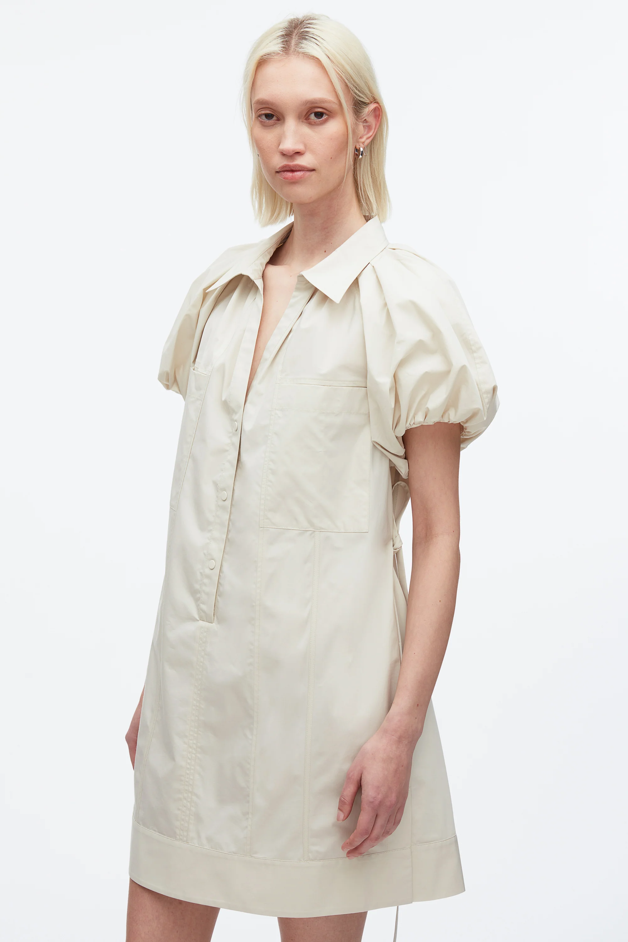 Puff Sleeve Short Shirt Dress - Image 5
