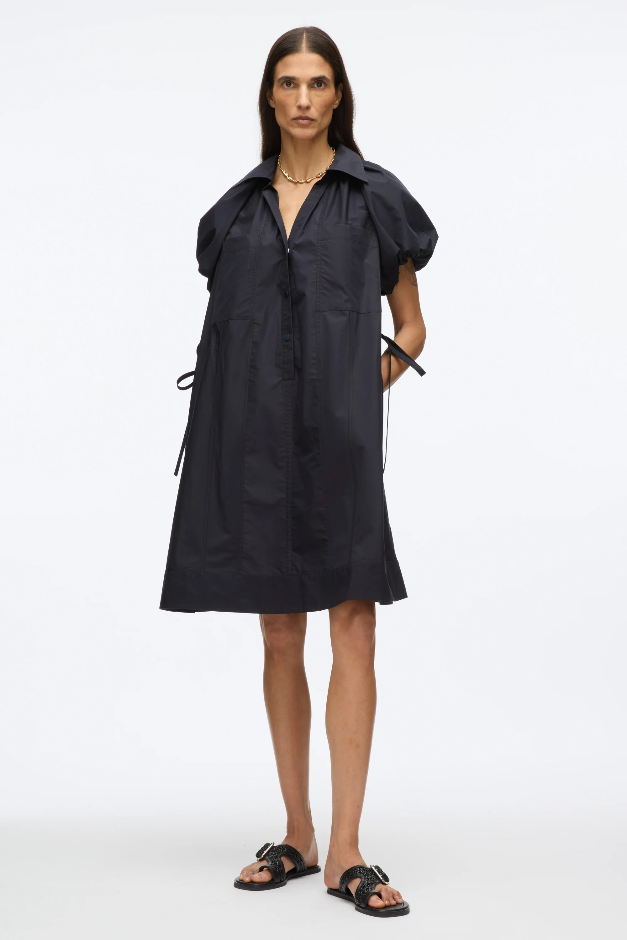 Puff Sleeve Short Shirt Dress - Image 6