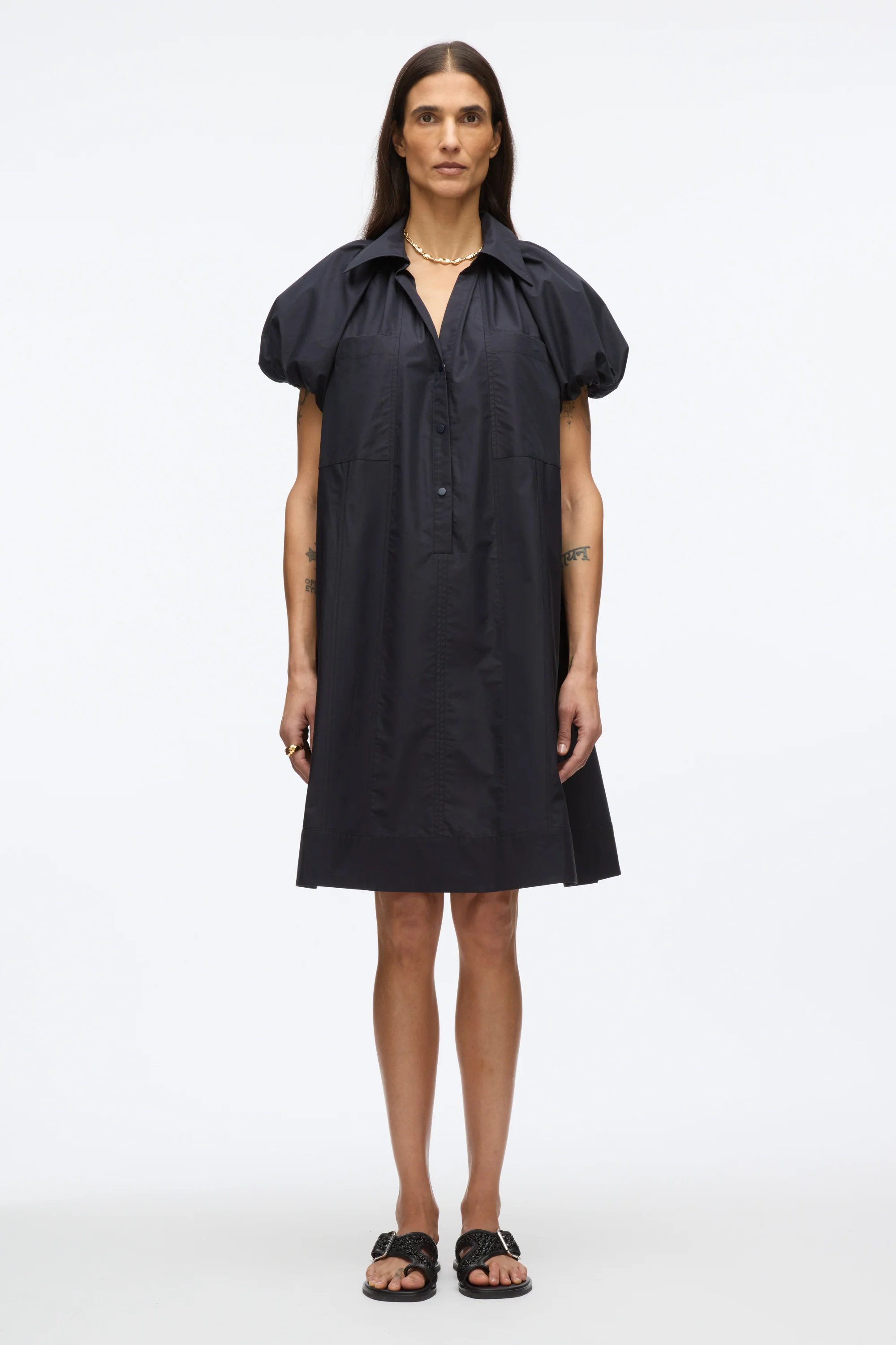 Puff Sleeve Short Shirt Dress - Image 7
