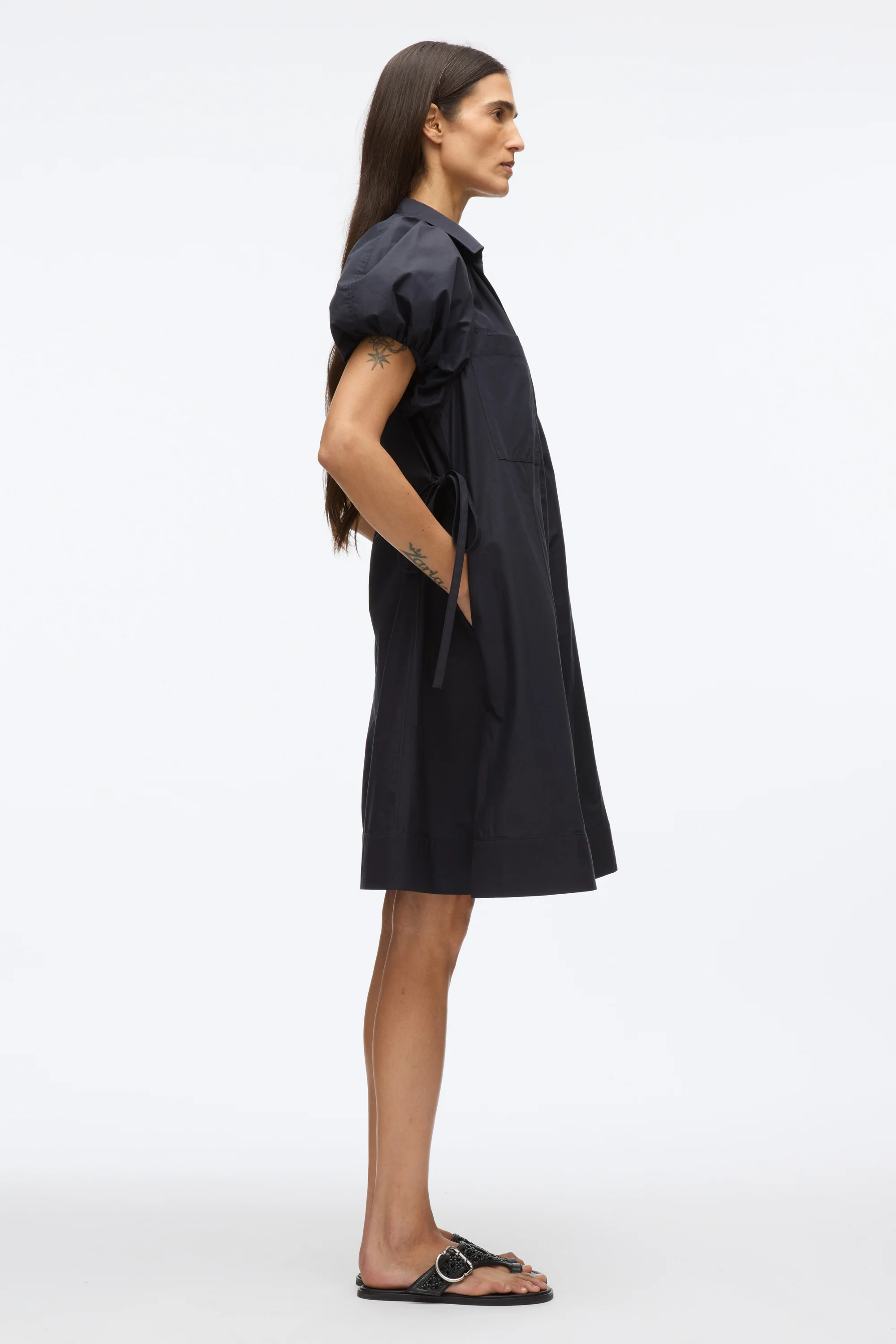 Puff Sleeve Short Shirt Dress - Image 8