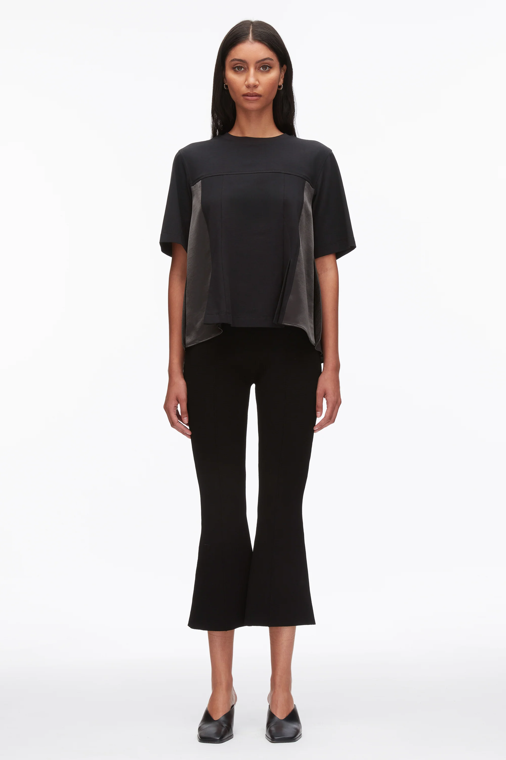 Puff Sleeve Flounce T-Shirt with Satin Panels - Image 2