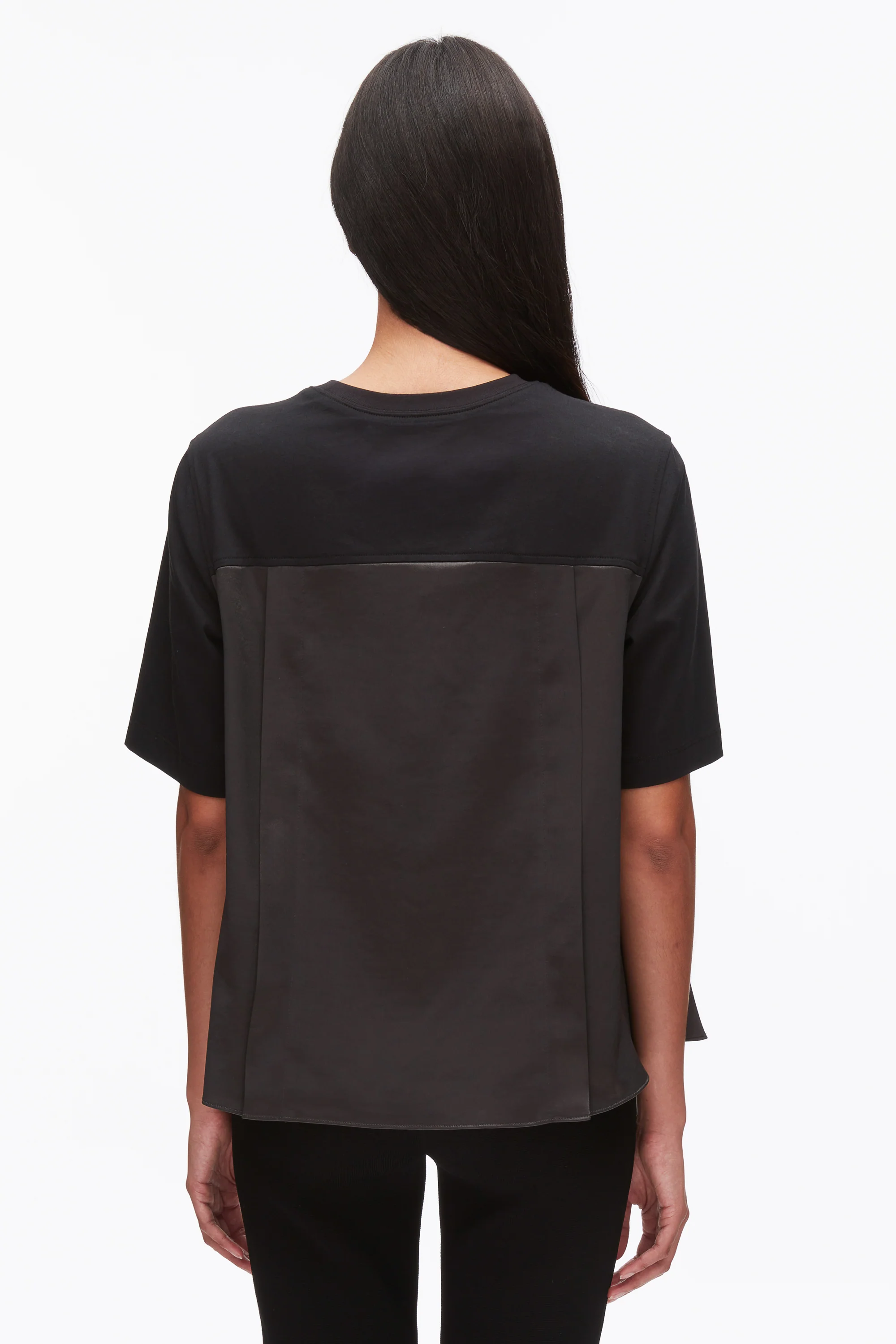 Puff Sleeve Flounce T-Shirt with Satin Panels - Image 5