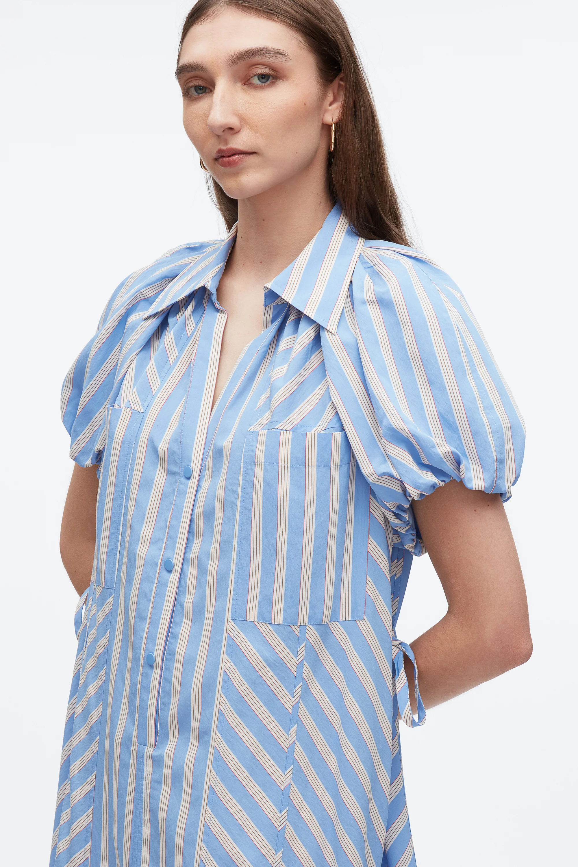 Puff Sleeve Short Shirt Dress - Image 5