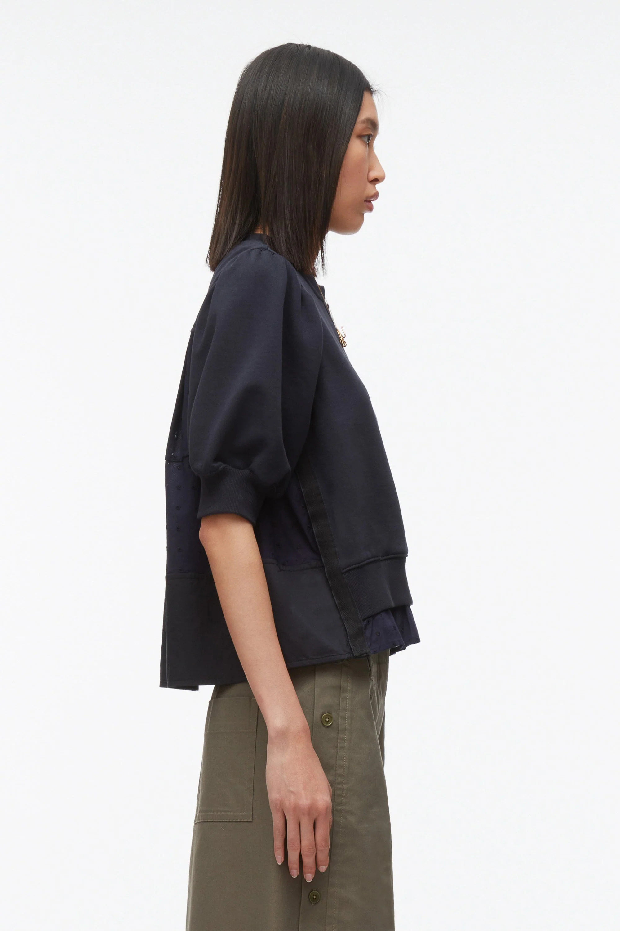 Puff Sleeve Sweatshirt with Voile Combo - Image 10