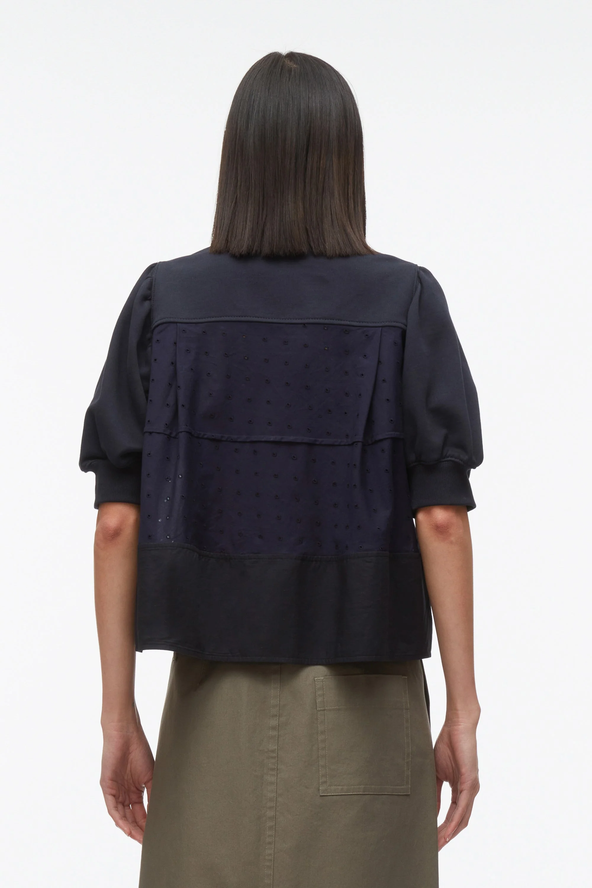Puff Sleeve Sweatshirt with Voile Combo - Image 11