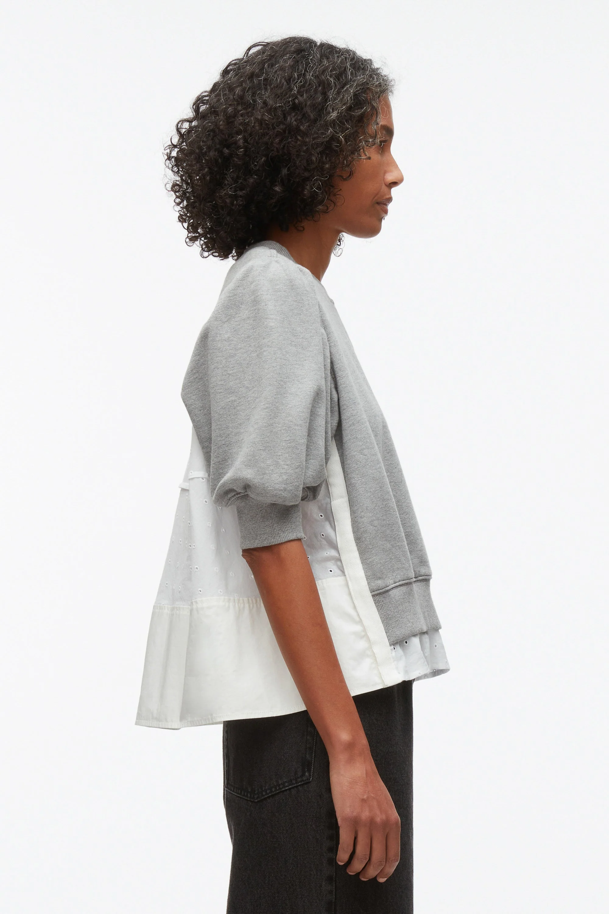 Puff Sleeve Sweatshirt with Voile Combo - Image 4